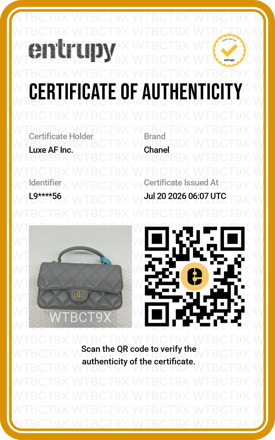 Chanel 24K Grey Quilted Leather Top Handle Shoulder Bag(L9***56) CC2608