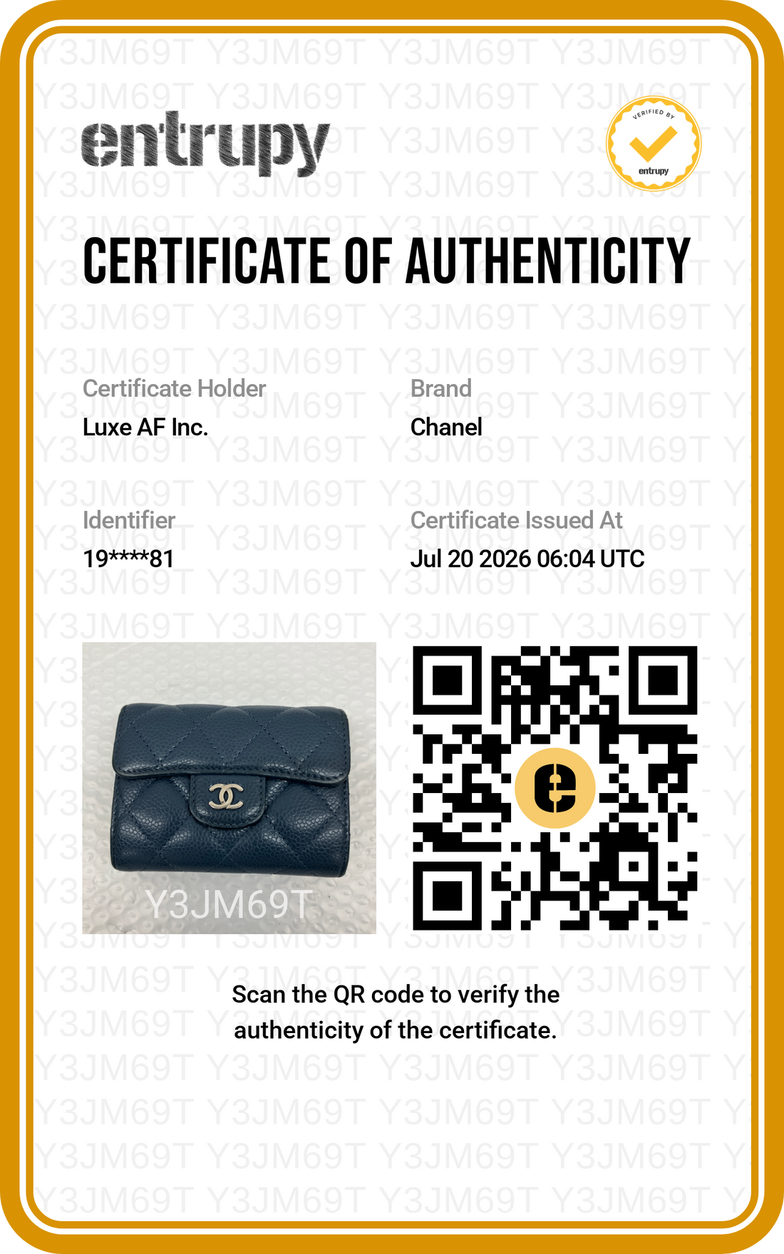 Chanel Navy Quilted Leather Wallet(19***81) CC2606