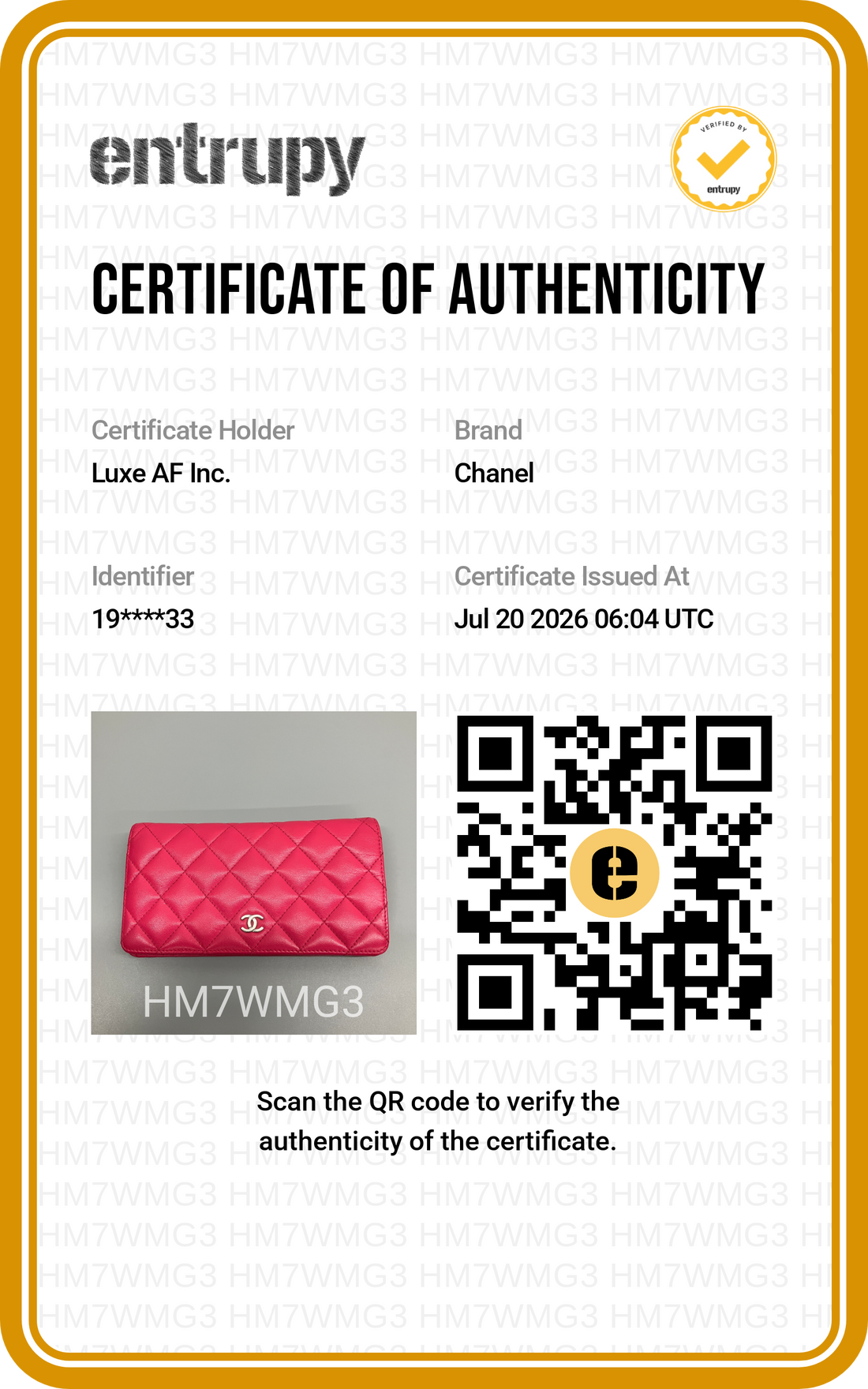 Chanel Pink Quilted Leather Long Wallet(19***33) CC2607