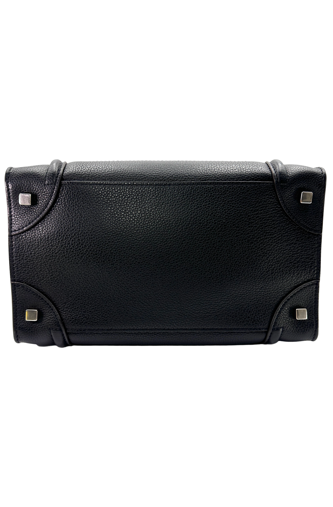 Celine Luggage Black Leather Medium Size Handle Bag CE200