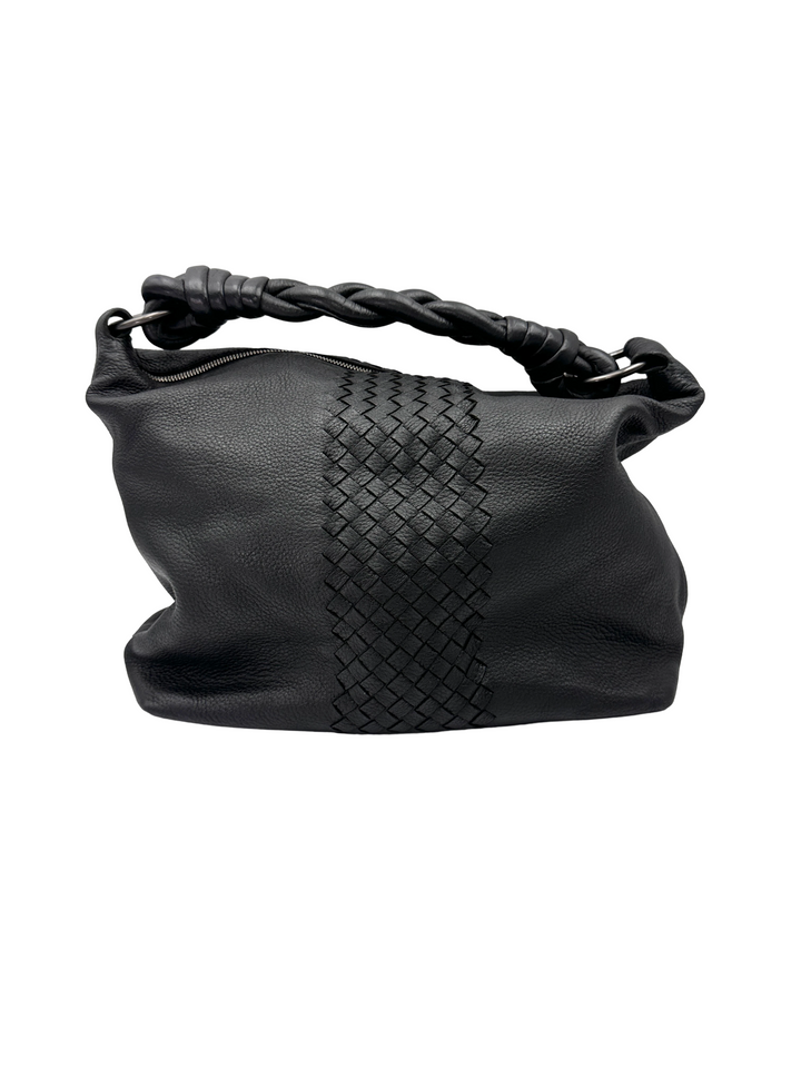 Bottega Veneta Black Intrecciato Leather Hobo Bag BV151