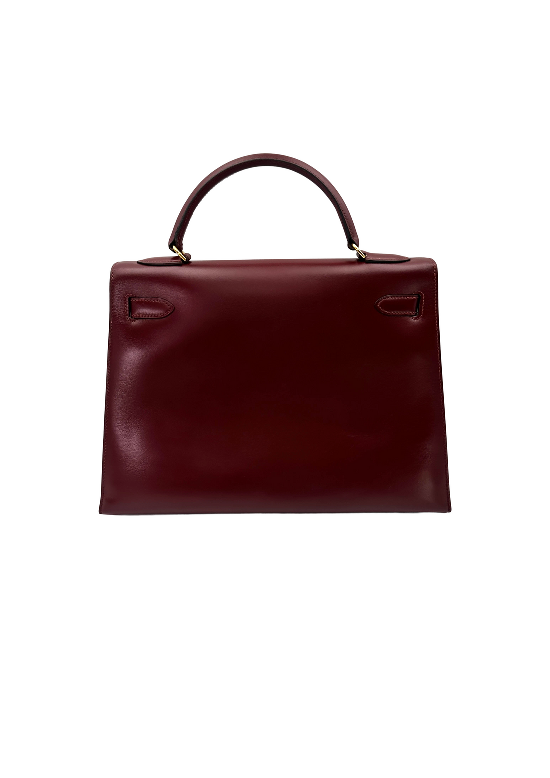 Hermes Kelly32 Dark Red Leather Handle Bag With Gold Hardware HR192