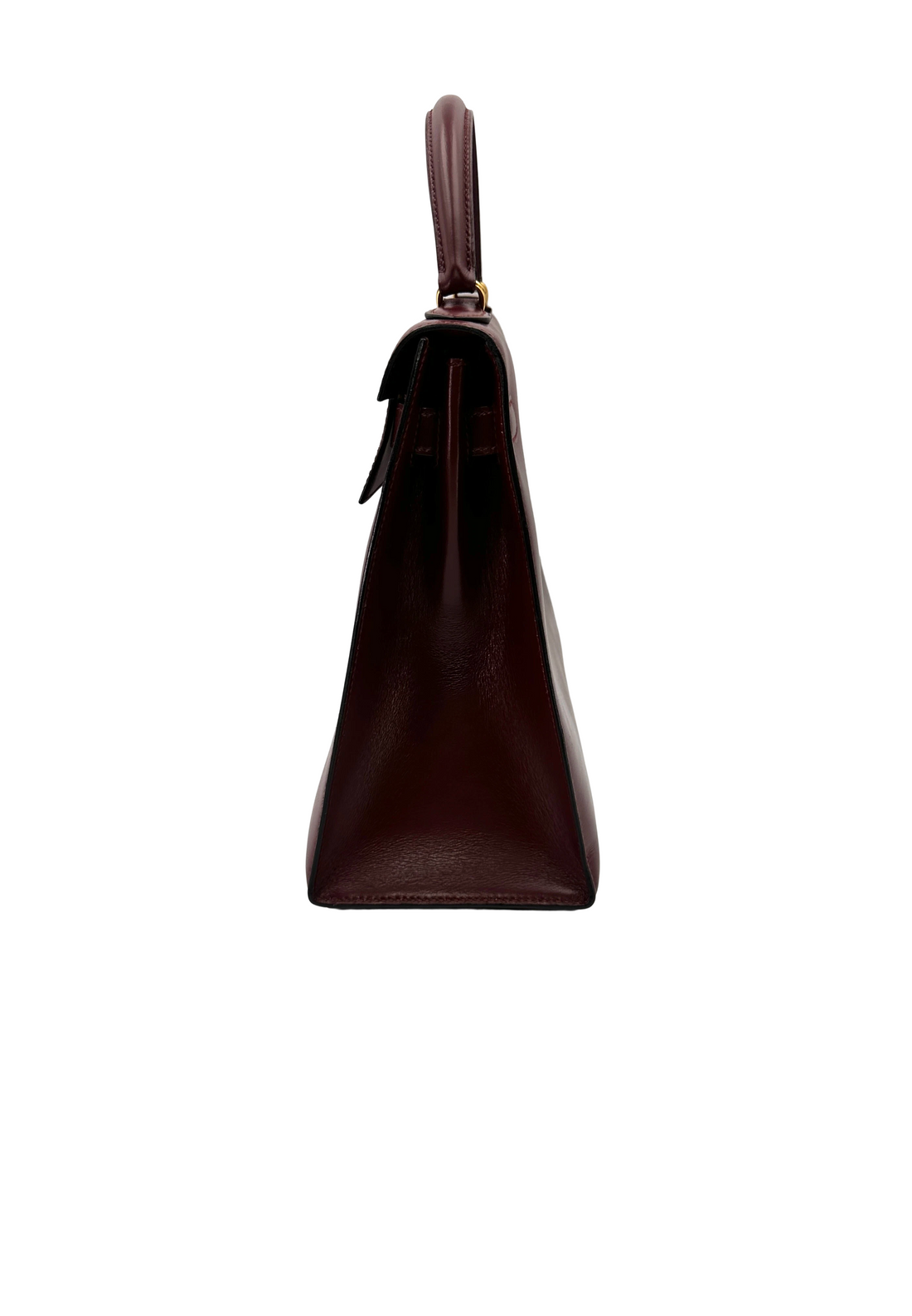 Hermes Kelly32 Dark Red Leather Handle Bag With Gold Hardware HR192