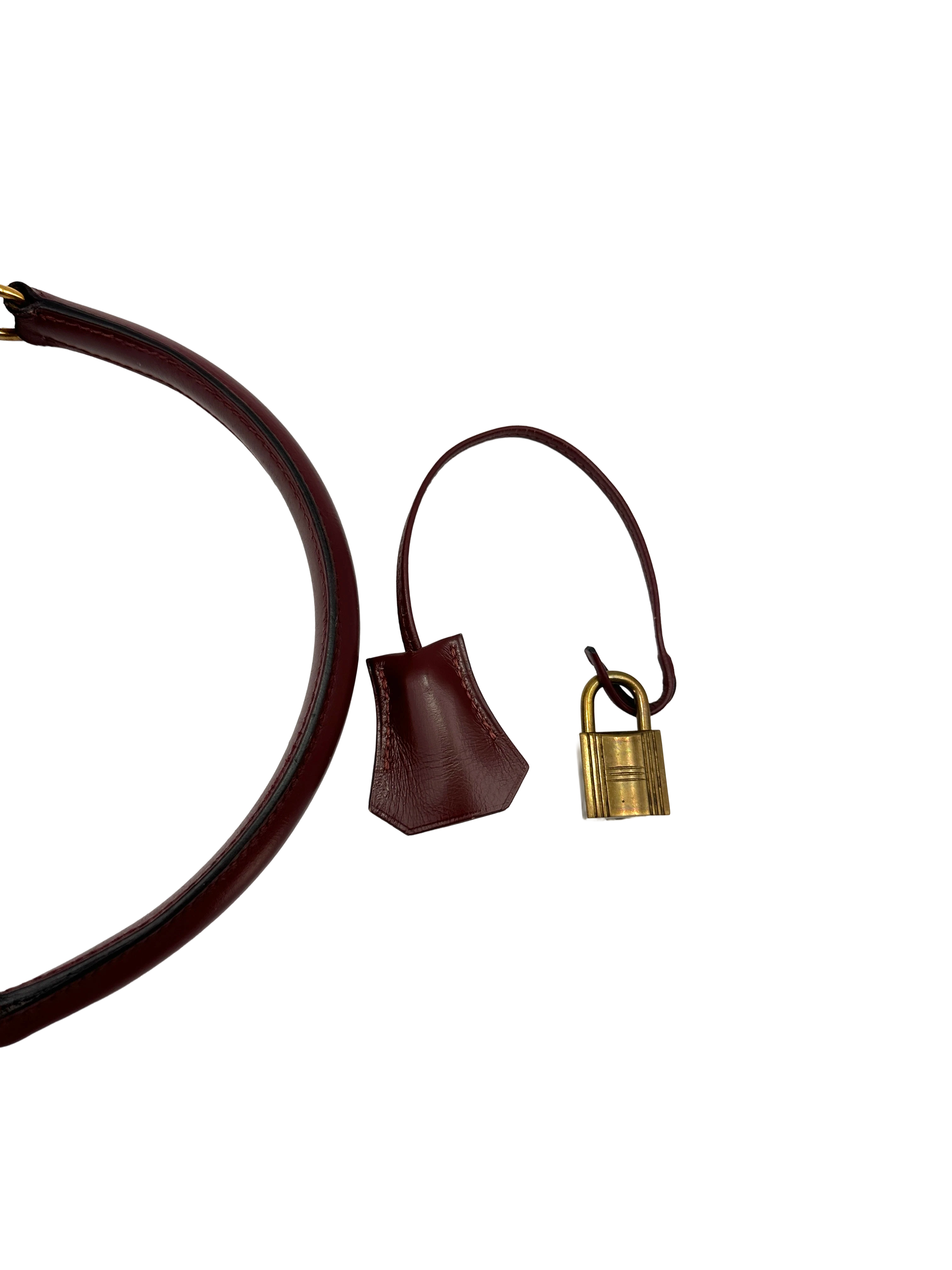 Hermes Kelly32 Dark Red Leather Handle Bag With Gold Hardware HR192