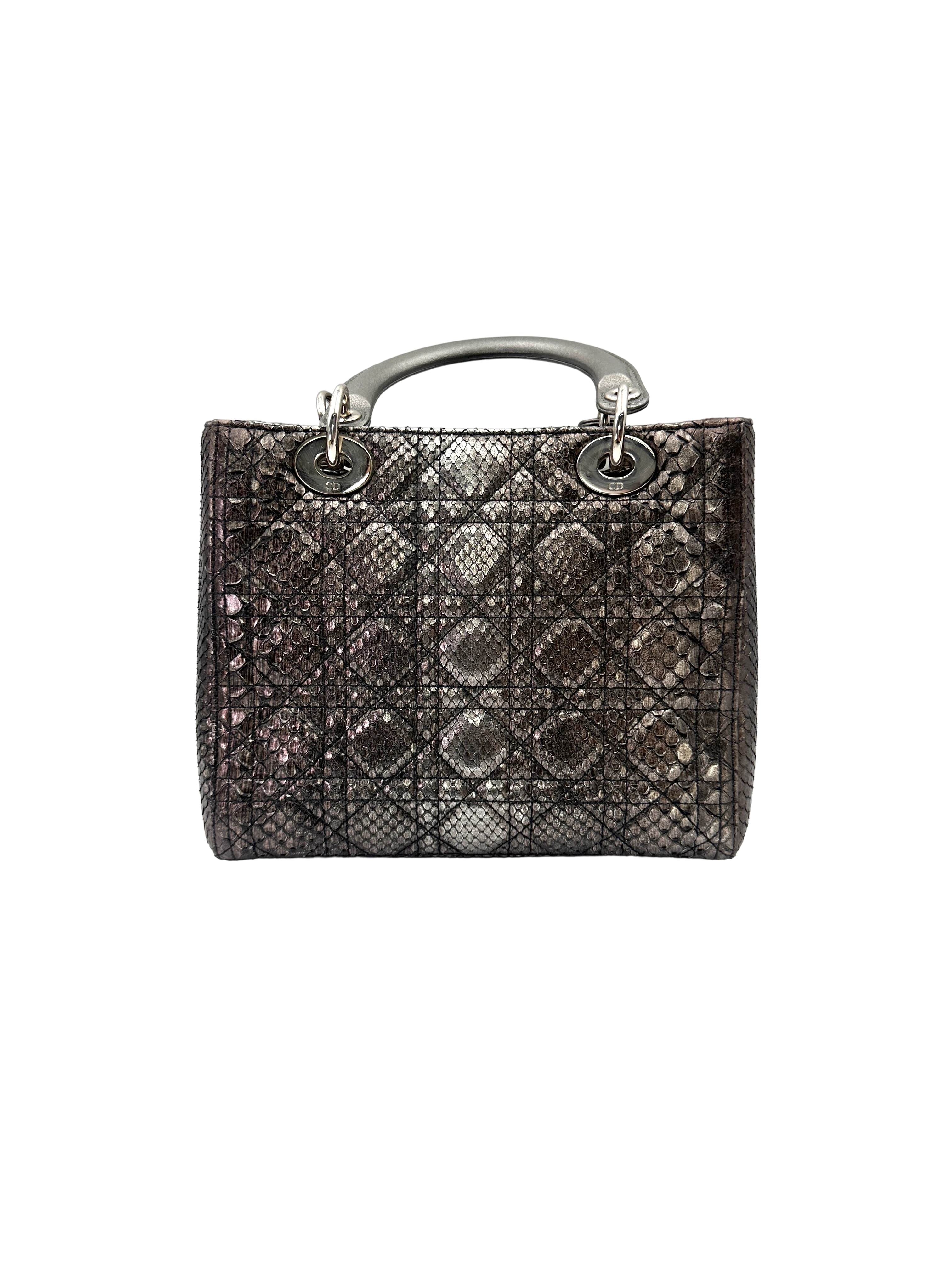Christian Dior Lady Dior Python Leather Handle Bag DR960