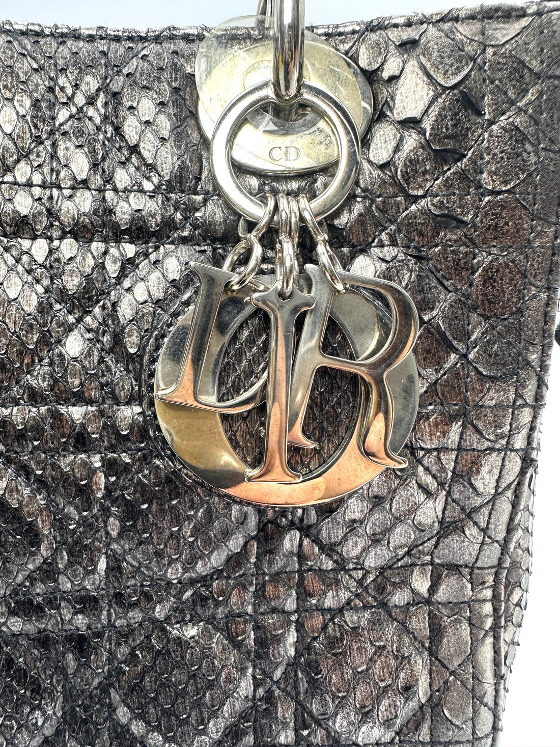 Christian Dior Lady Dior Python Leather Handle Bag DR960