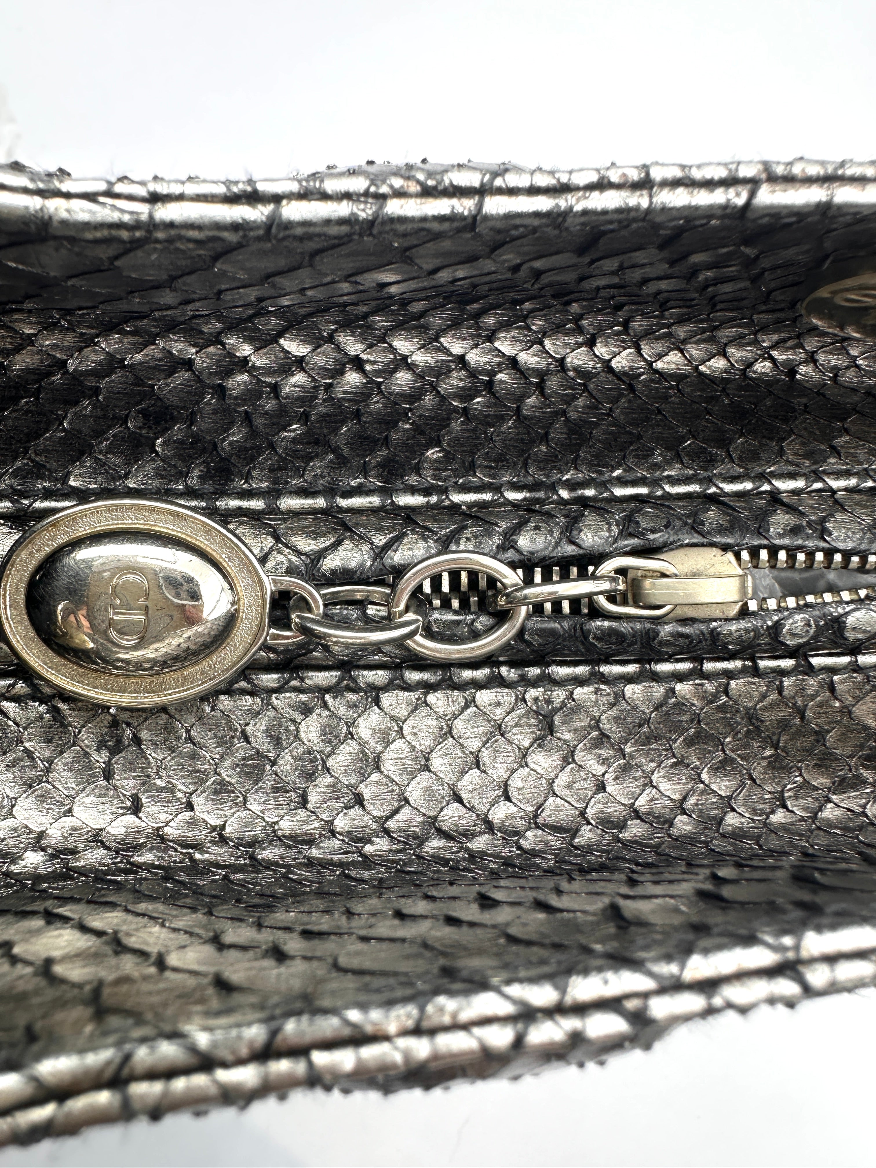 Christian Dior Lady Dior Python Leather Handle Bag DR960