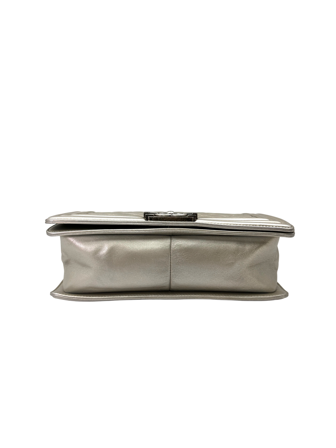 Chanel LeBoy Silver Quilted Leather Flap Bag With Silver Buckle(20***74) CC2616