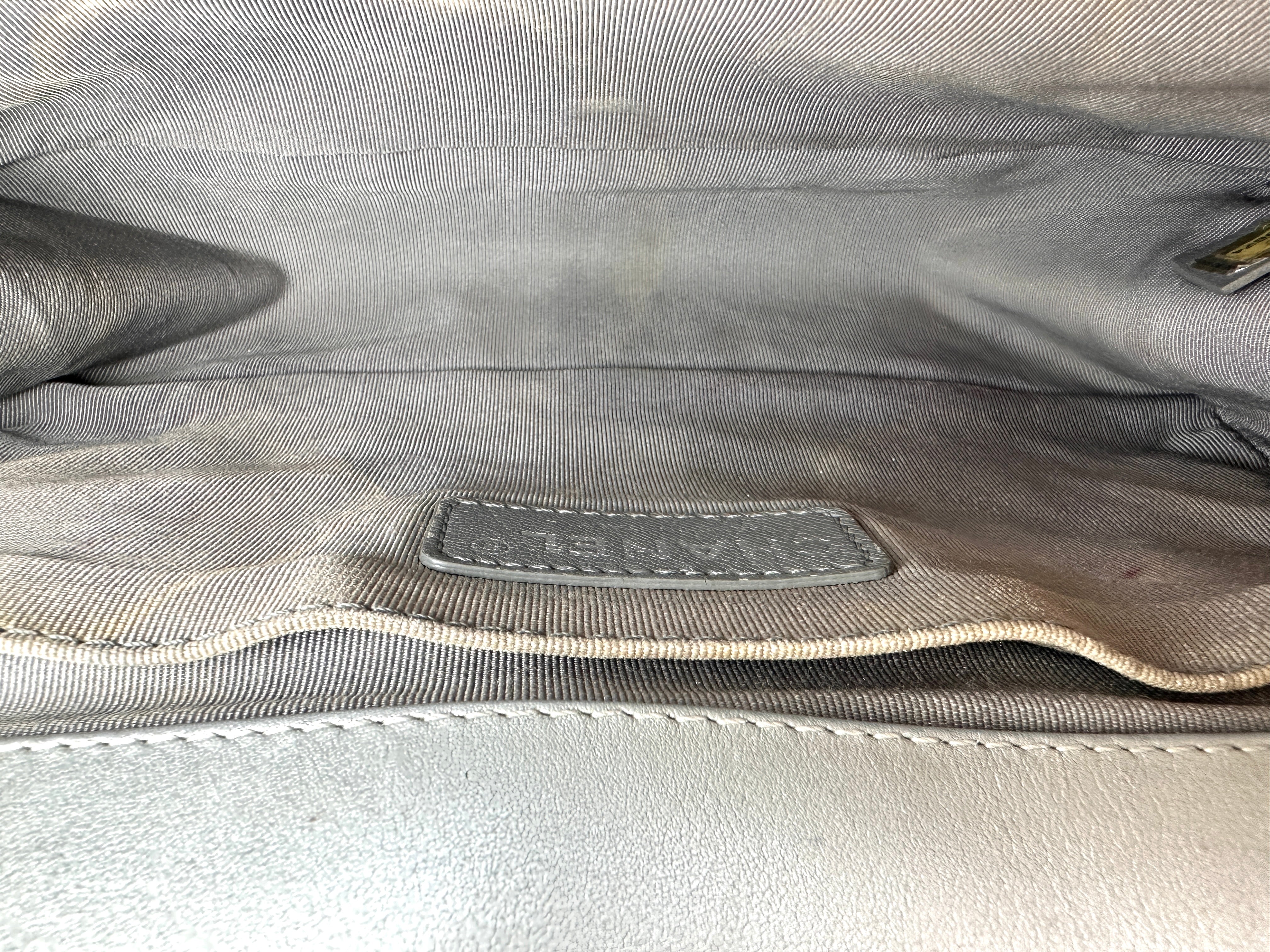 Chanel LeBoy Silver Quilted Leather Flap Bag With Silver Buckle(20***74) CC2616