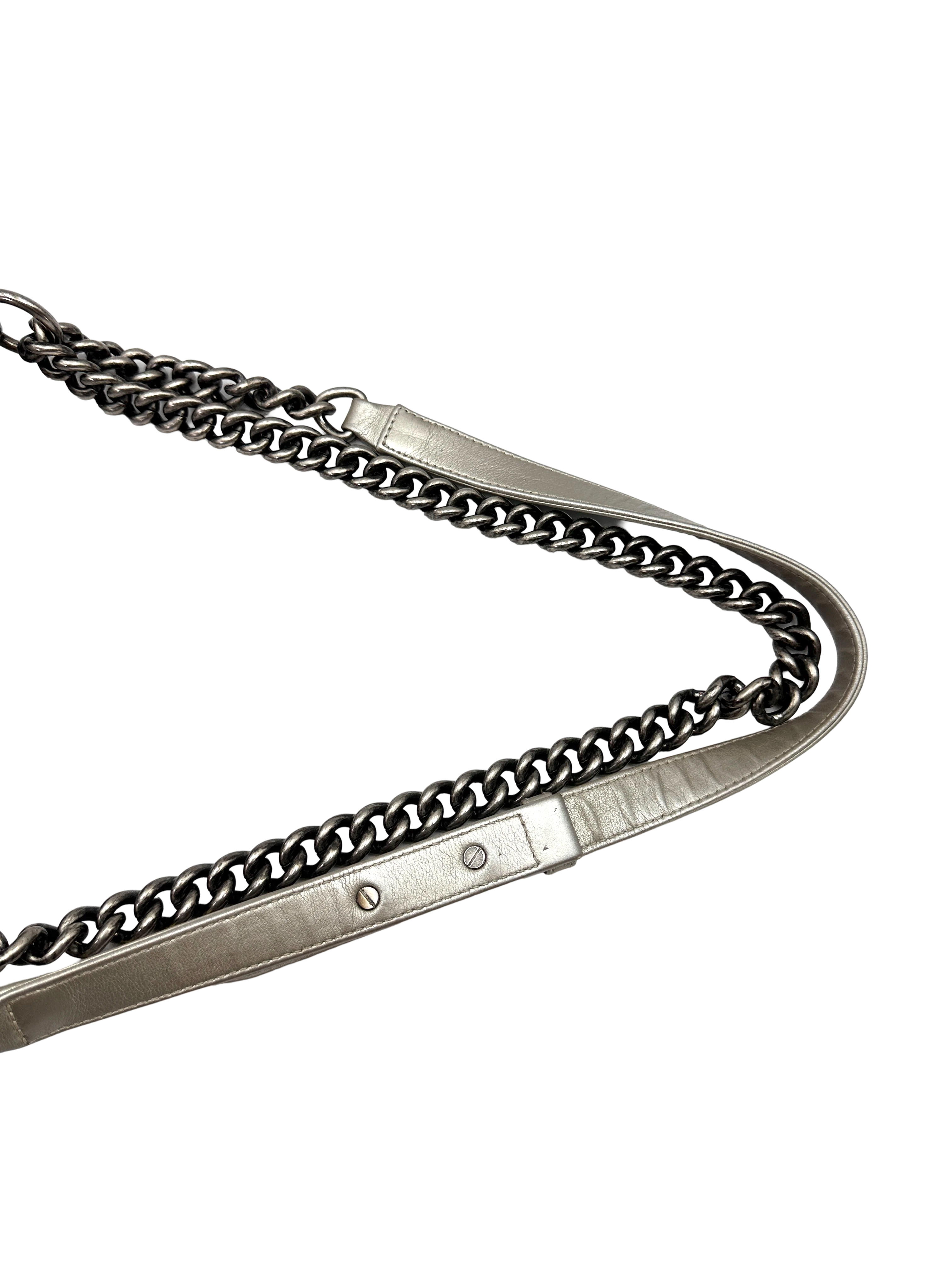 Chanel LeBoy Silver Quilted Leather Flap Bag With Silver Buckle(20***74) CC2616