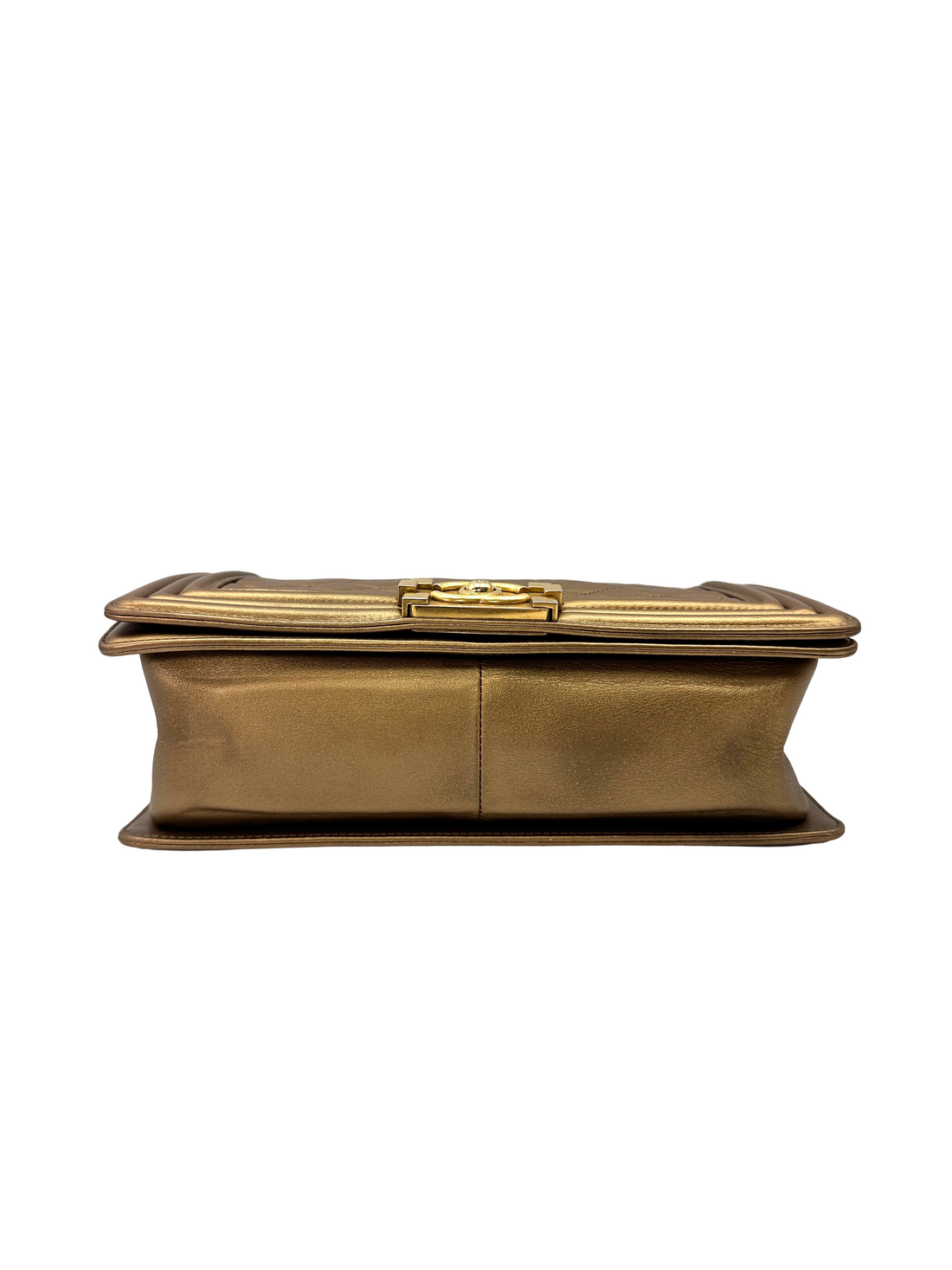 Chanel LeBoy Gold Quilted Leather Flap Bag With Gold Buckle(16***10) CC2615