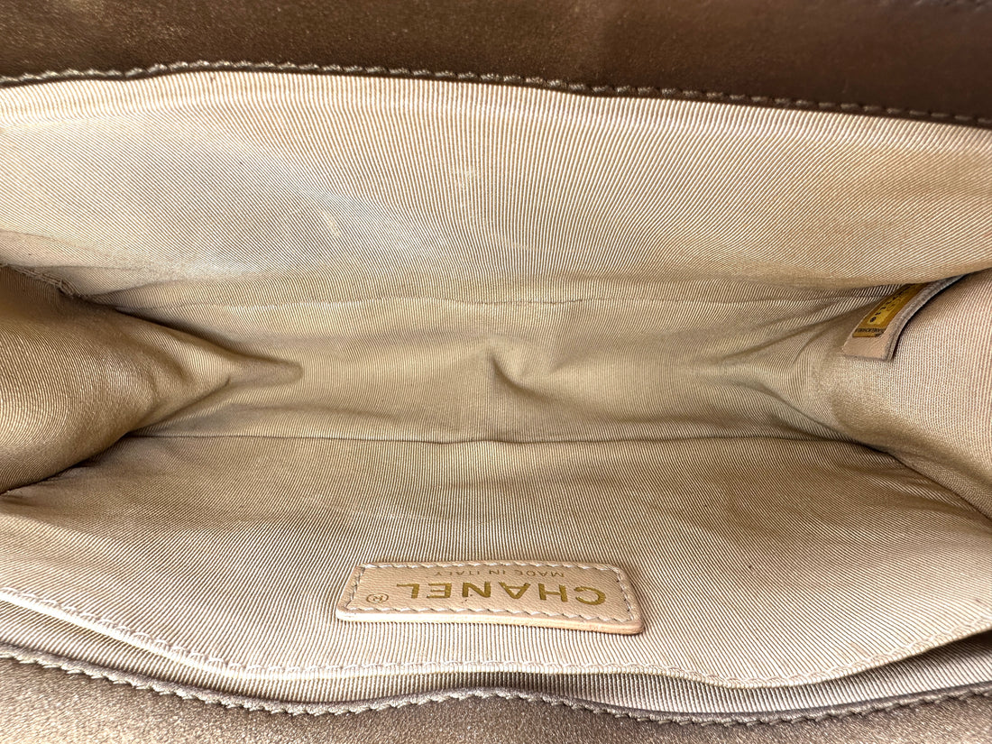 Chanel LeBoy Gold Quilted Leather Flap Bag With Gold Buckle(16***10) CC2615