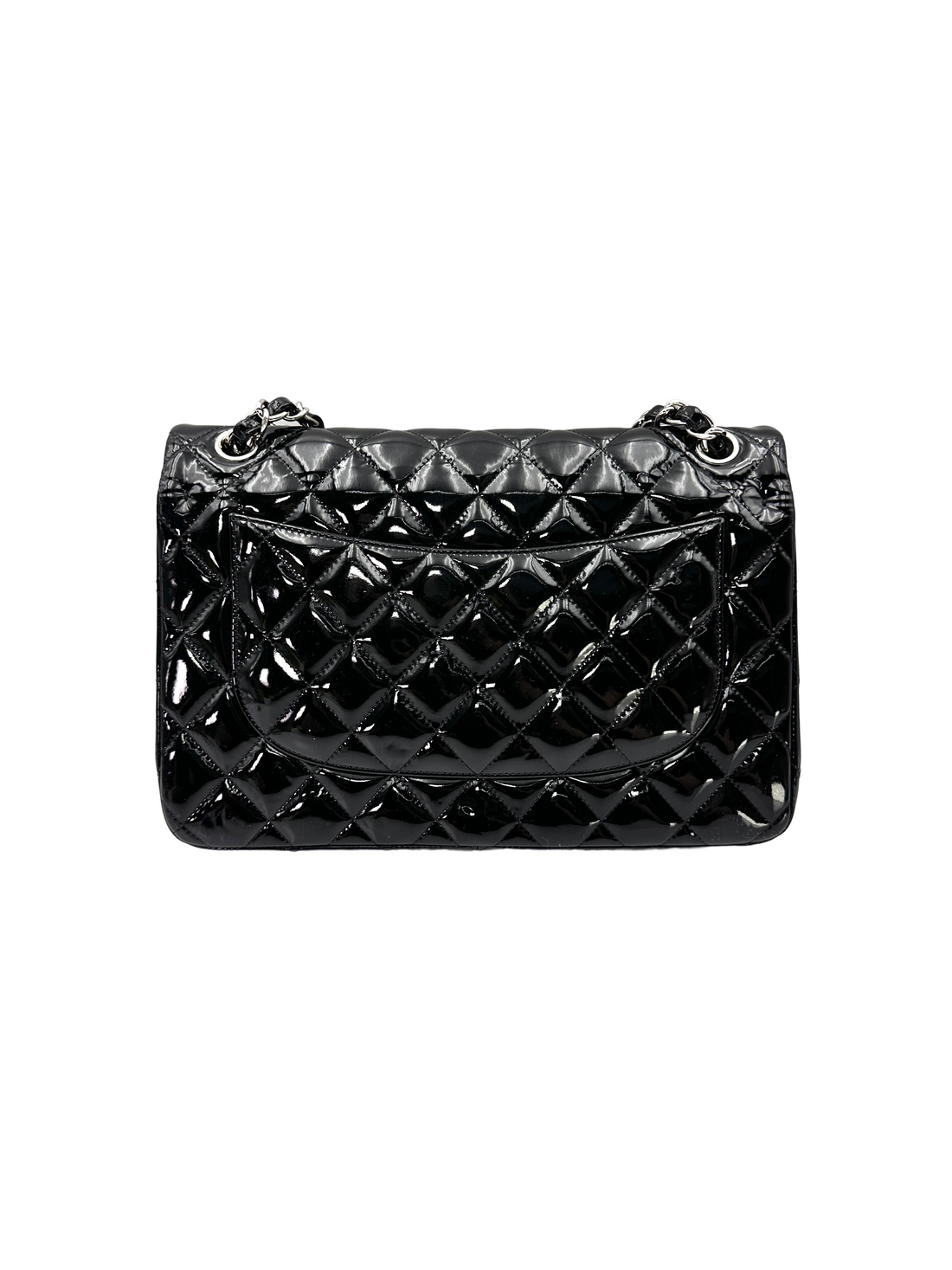 Chanel Classic Flap Black Quilted Patent Leather Jumbo Shoulder Bag(15***73) CC2619