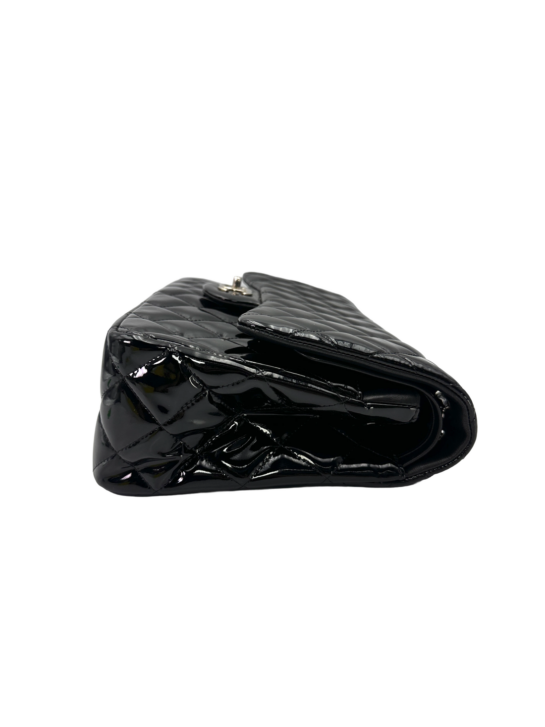 Chanel Classic Flap Black Quilted Patent Leather Jumbo Shoulder Bag(15***73) CC2619