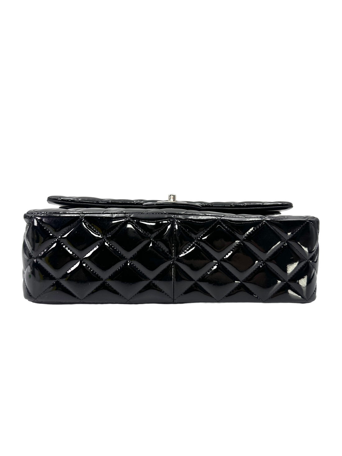Chanel Classic Flap Black Quilted Patent Leather Jumbo Shoulder Bag(15***73) CC2619