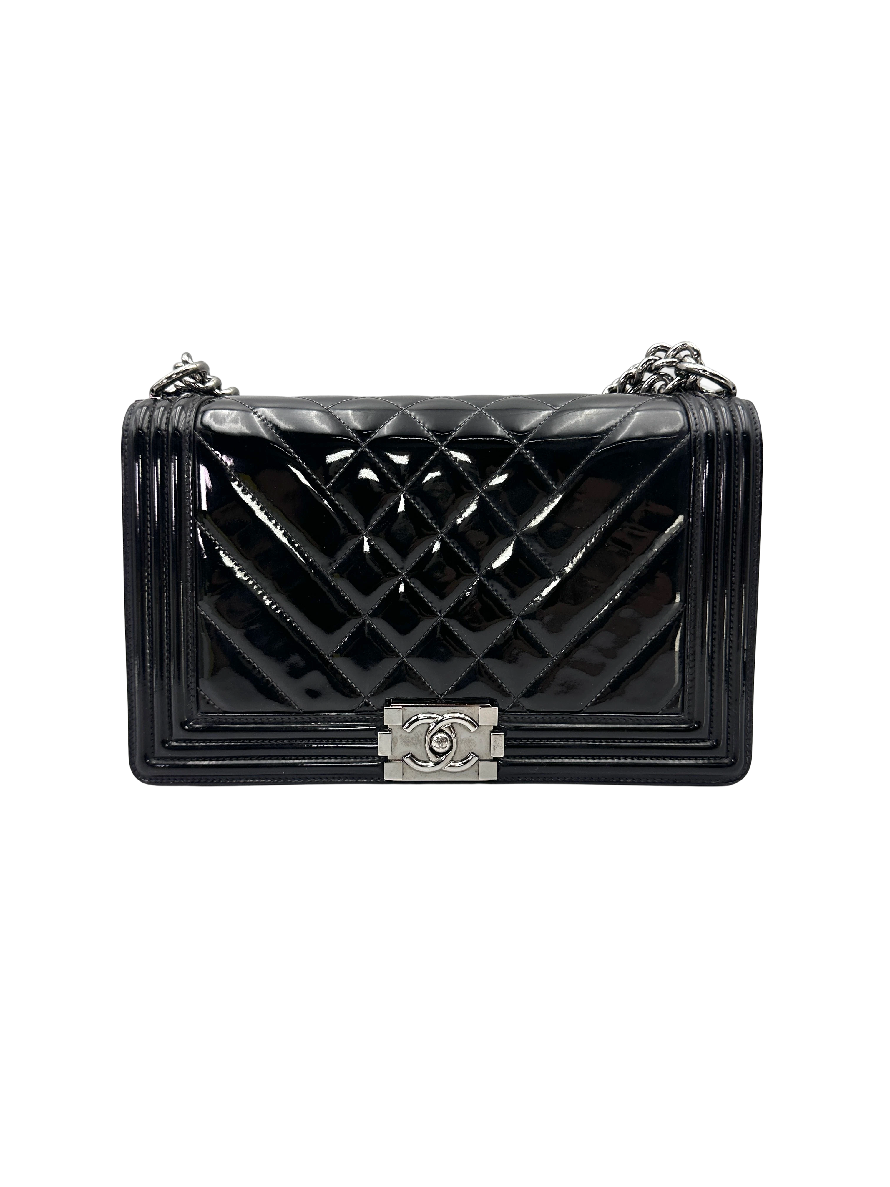 Chanel LeBoy Black Quilted Patent Leather Flap Bag(19***95) CC2618