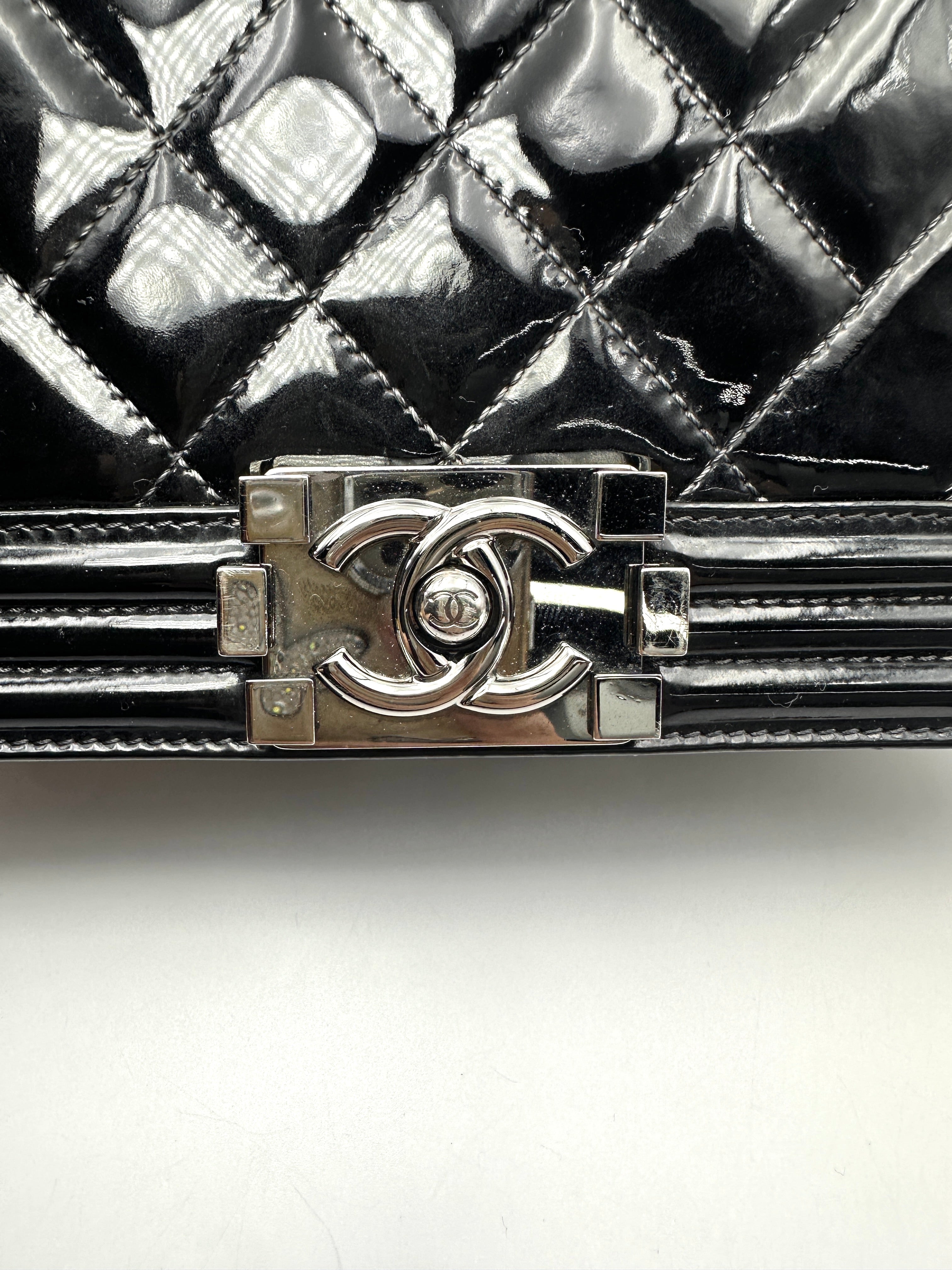 Chanel LeBoy Black Quilted Patent Leather Flap Bag(19***95) CC2618
