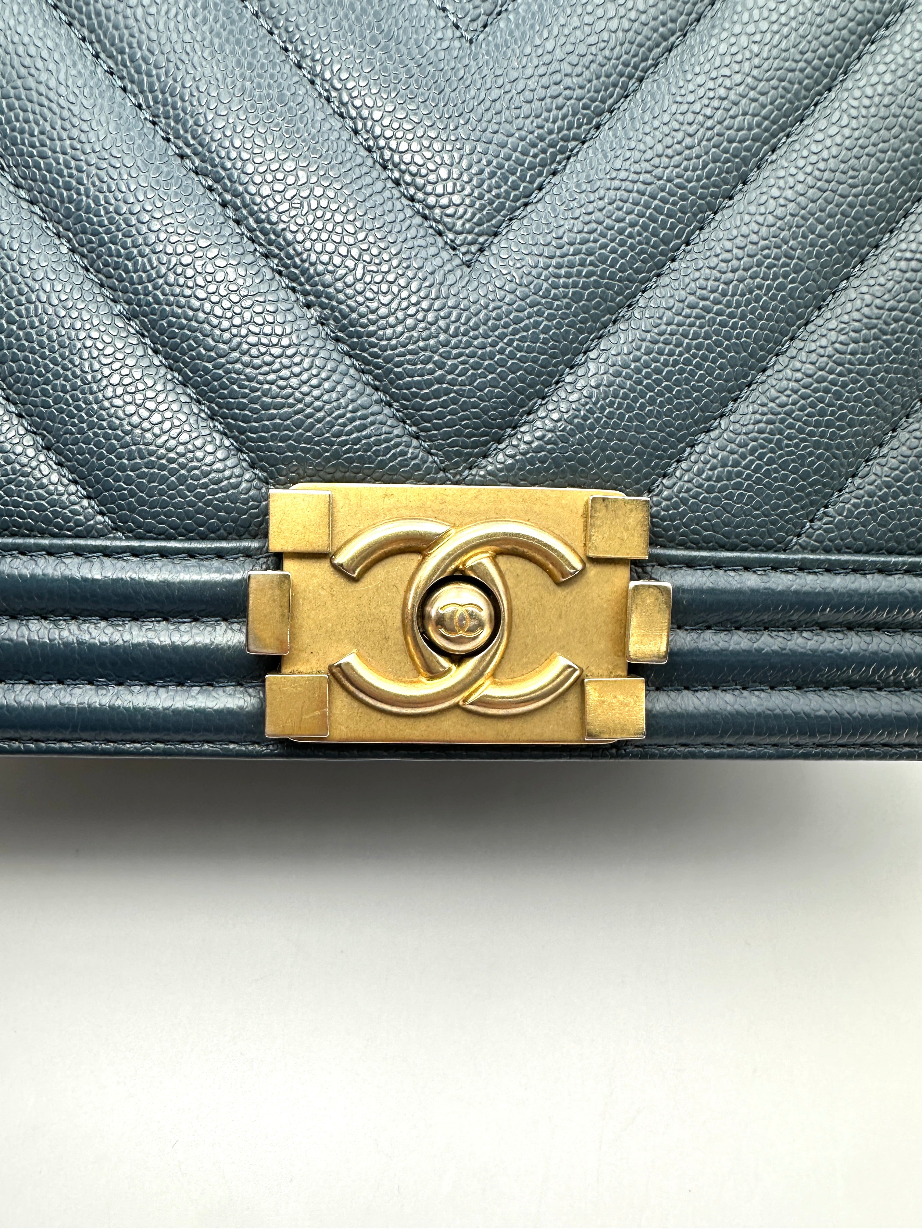 Chanel LeBoy Navy Quilted Leather Flap Bag With Gold Buckle(25***48) CC2617