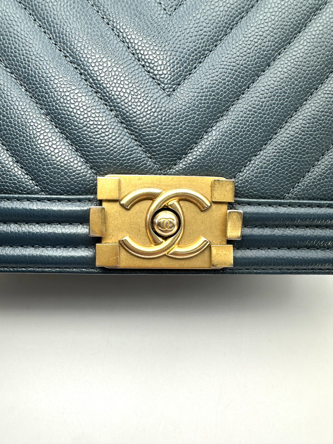 Chanel LeBoy Navy Quilted Leather Flap Bag With Gold Buckle(25***48) CC2617