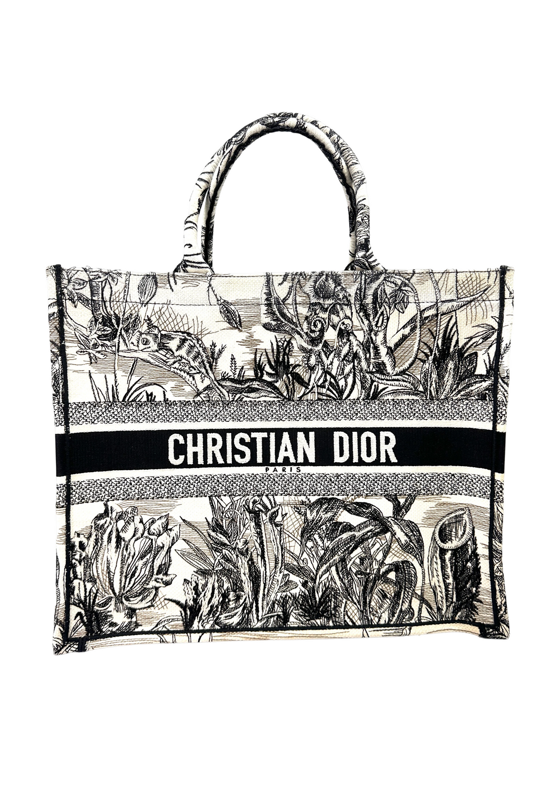 Christian Dior Toile de Jouy Canvas Embroidery Book Tote Bag DR958