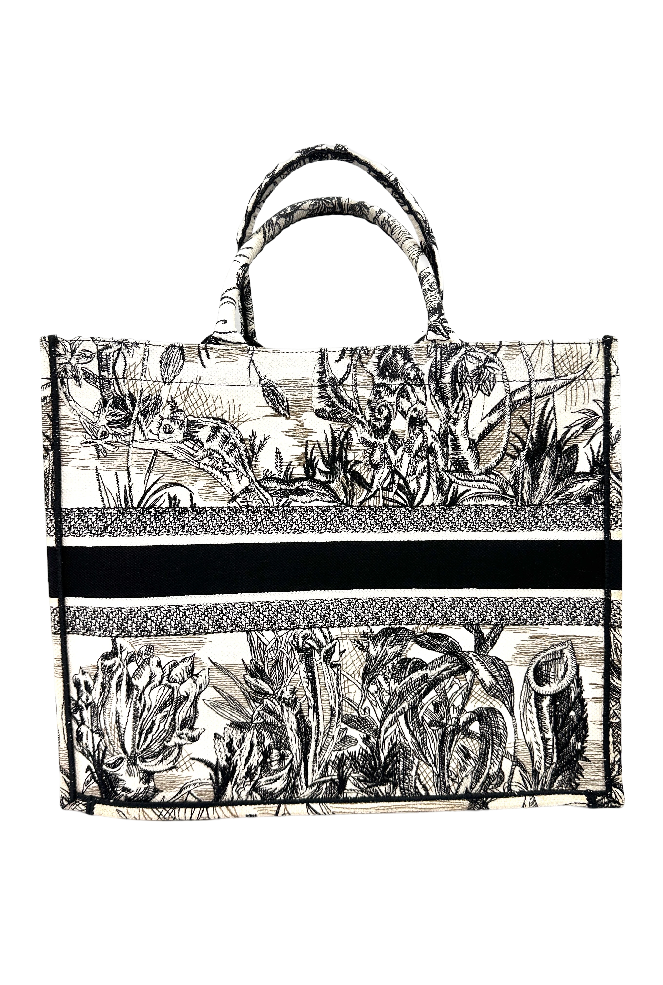 Christian Dior Toile de Jouy Canvas Embroidery Book Tote Bag DR958