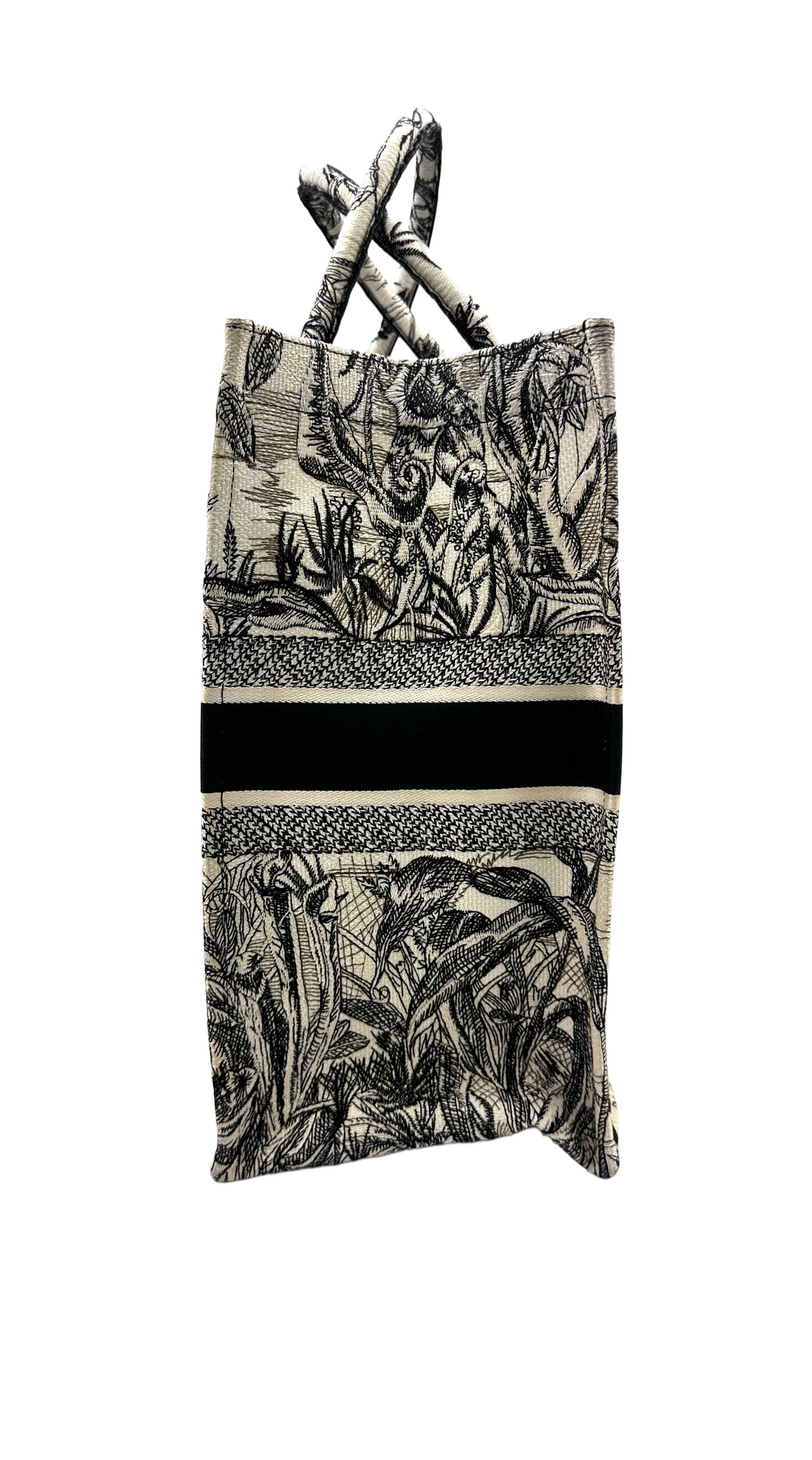 Christian Dior Toile de Jouy Canvas Embroidery Book Tote Bag DR958