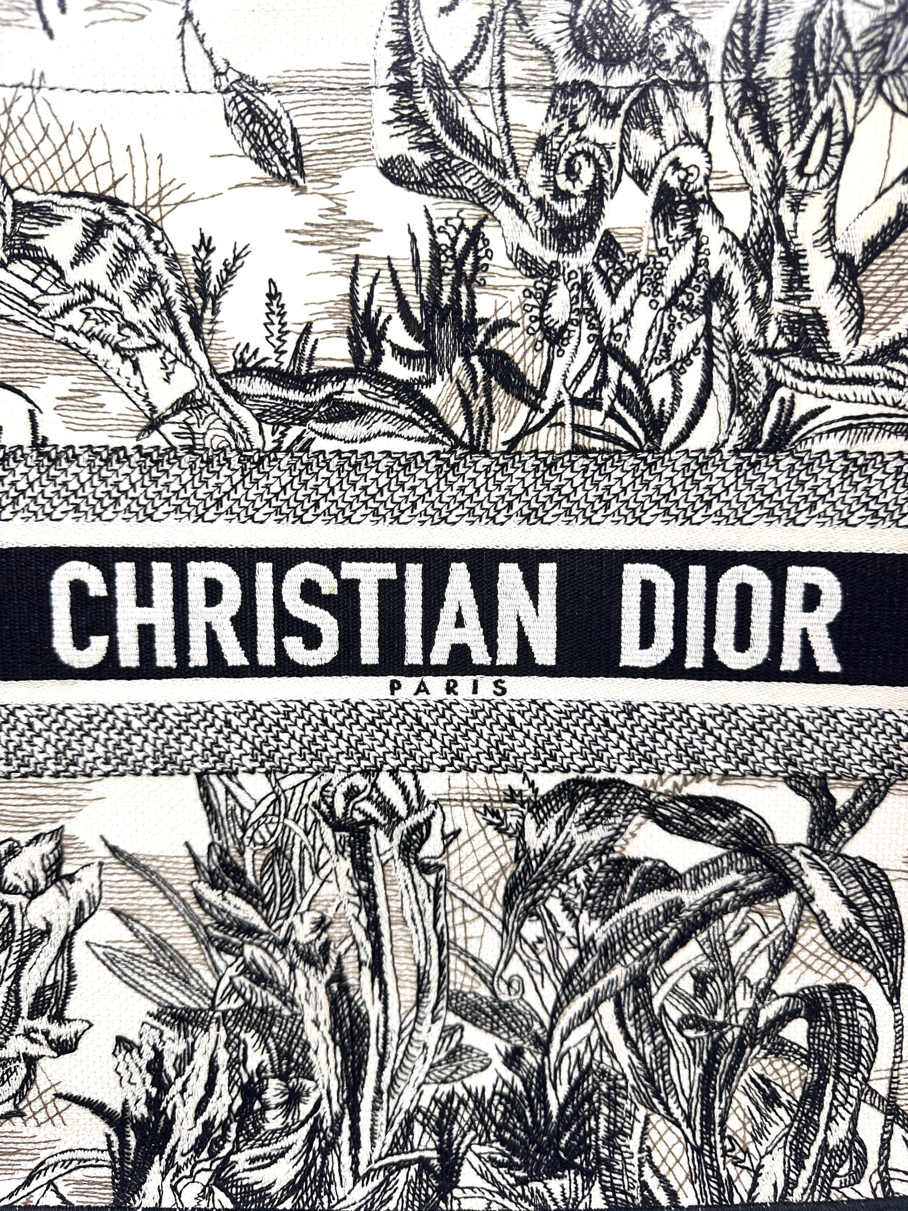 Christian Dior Toile de Jouy Canvas Embroidery Book Tote Bag DR958