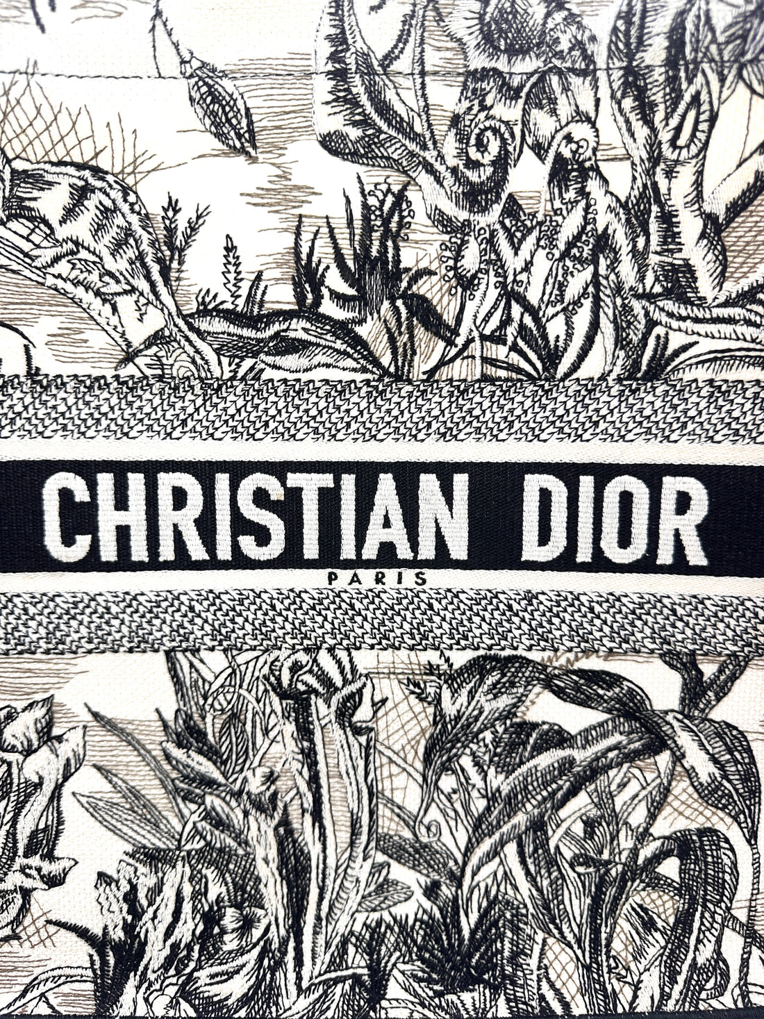 Christian Dior Toile de Jouy Canvas Embroidery Book Tote Bag DR958