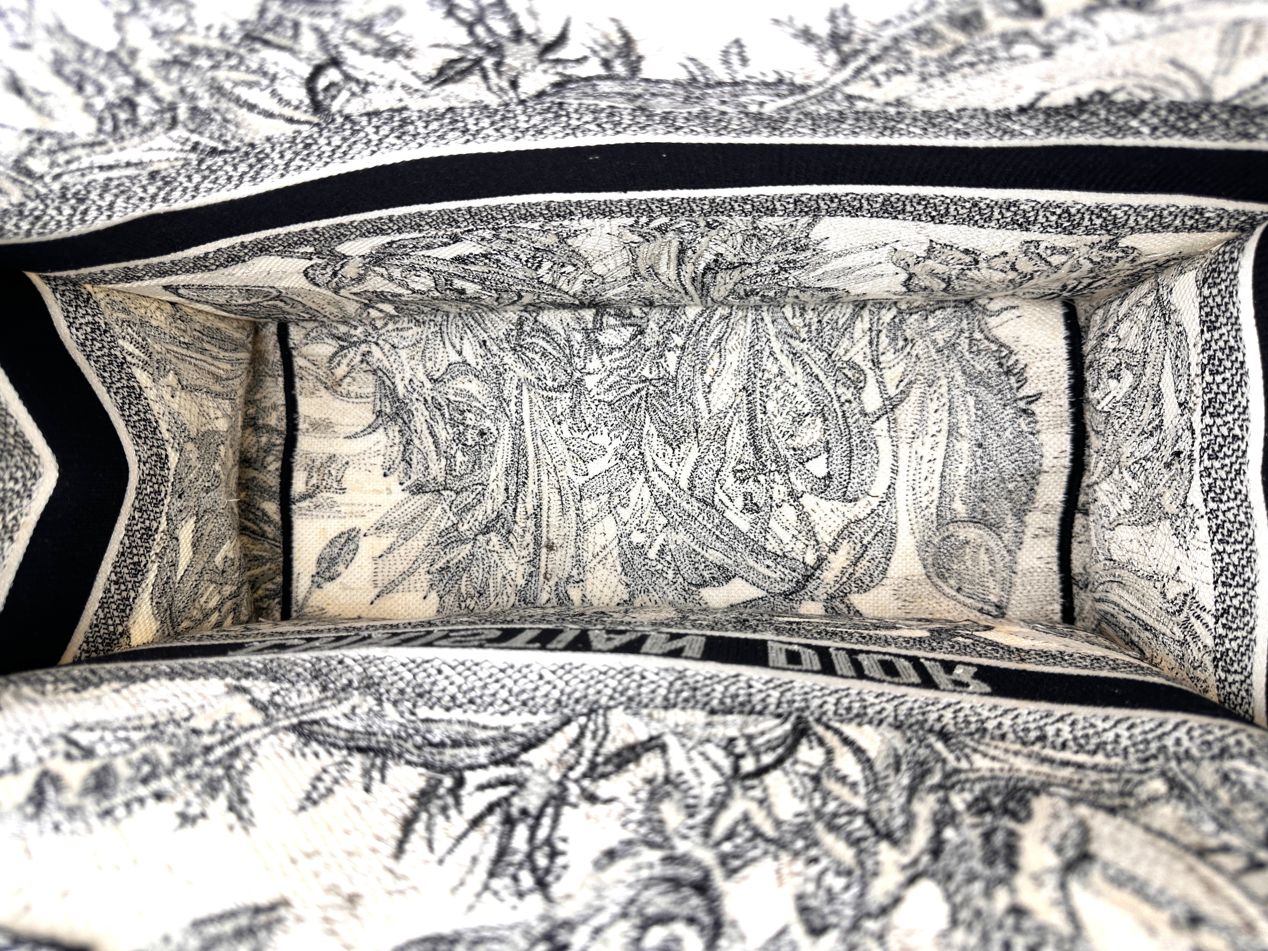 Christian Dior Toile de Jouy Canvas Embroidery Book Tote Bag DR958