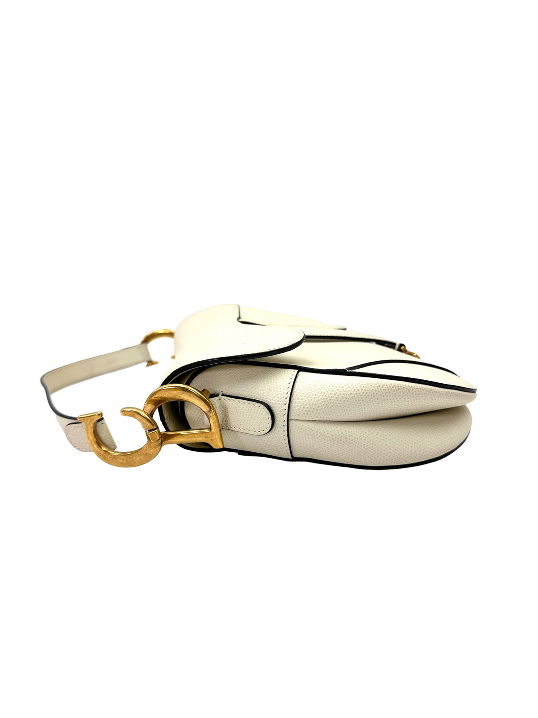 Christian Dior White Leather Medium Size Saddle Bag DR957