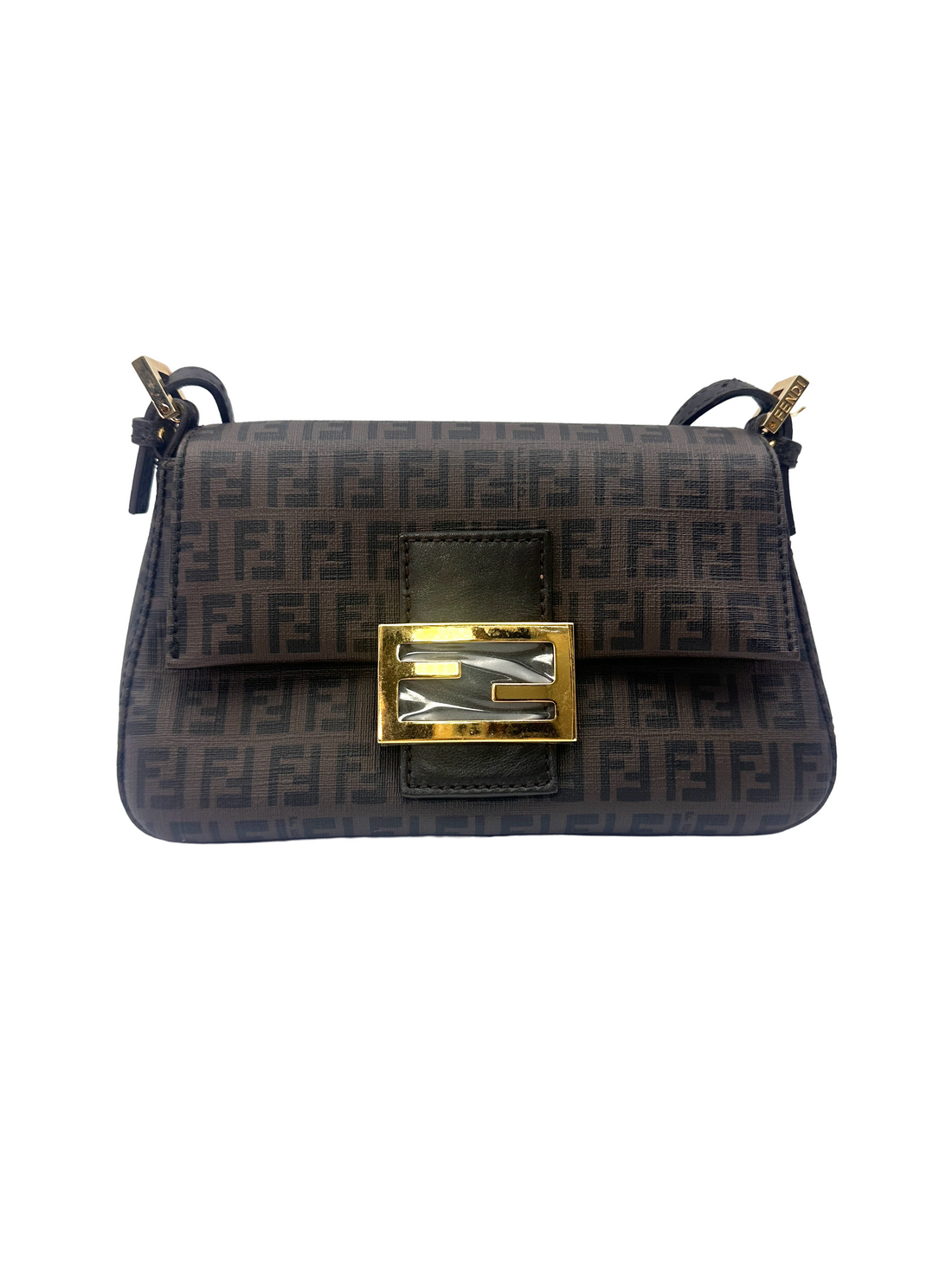 Fendi Zucca Canvas Baguette Shoulder Bag FF138