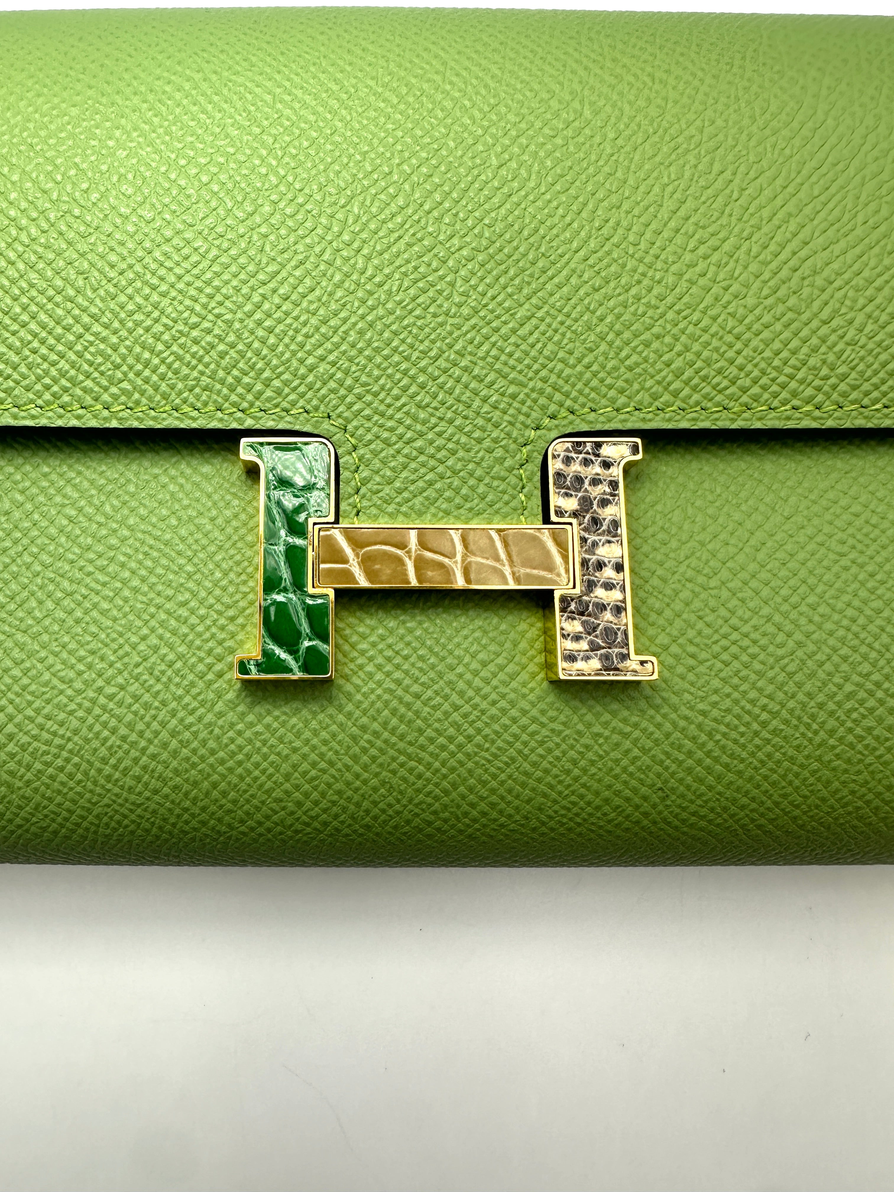 Hermes Constance To Go Green Leather Shoulder Bag HR193