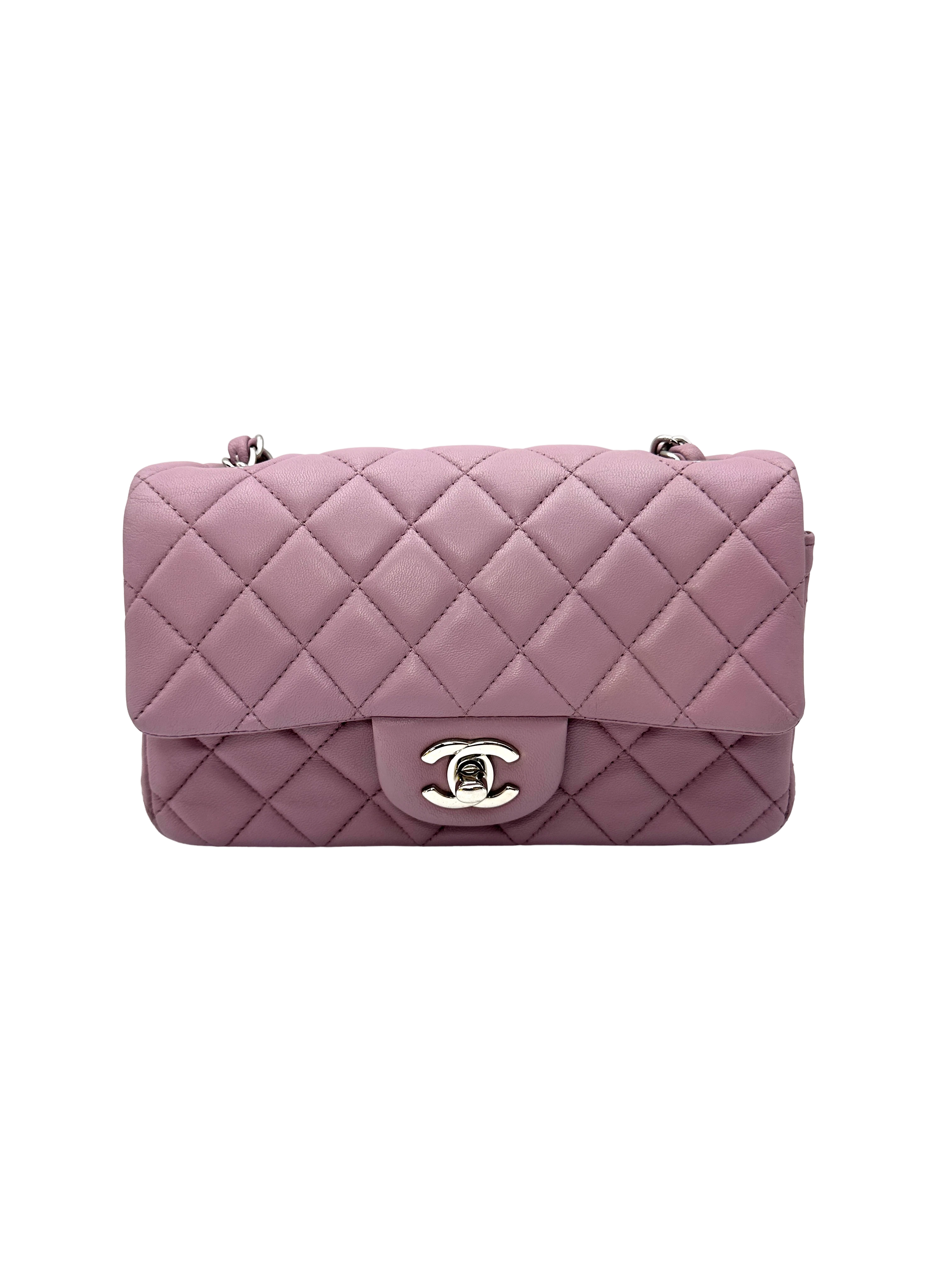 Chanel Classic Flap Purple Quilted Leather Mini Shoulder Bag(16***99) IRIS280