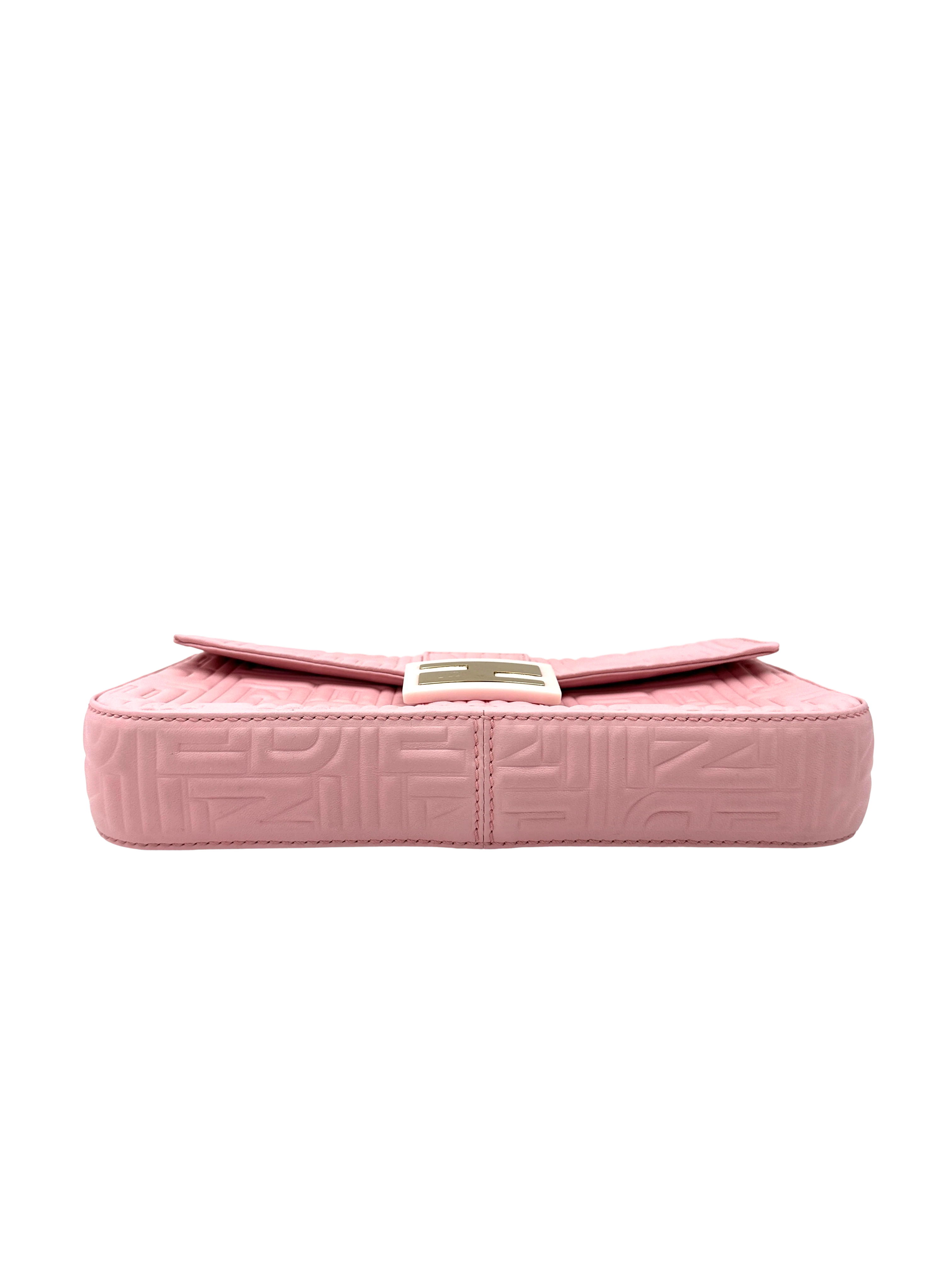Fendi Baguette Pink Embossed Leather Shoulder Bag FF139