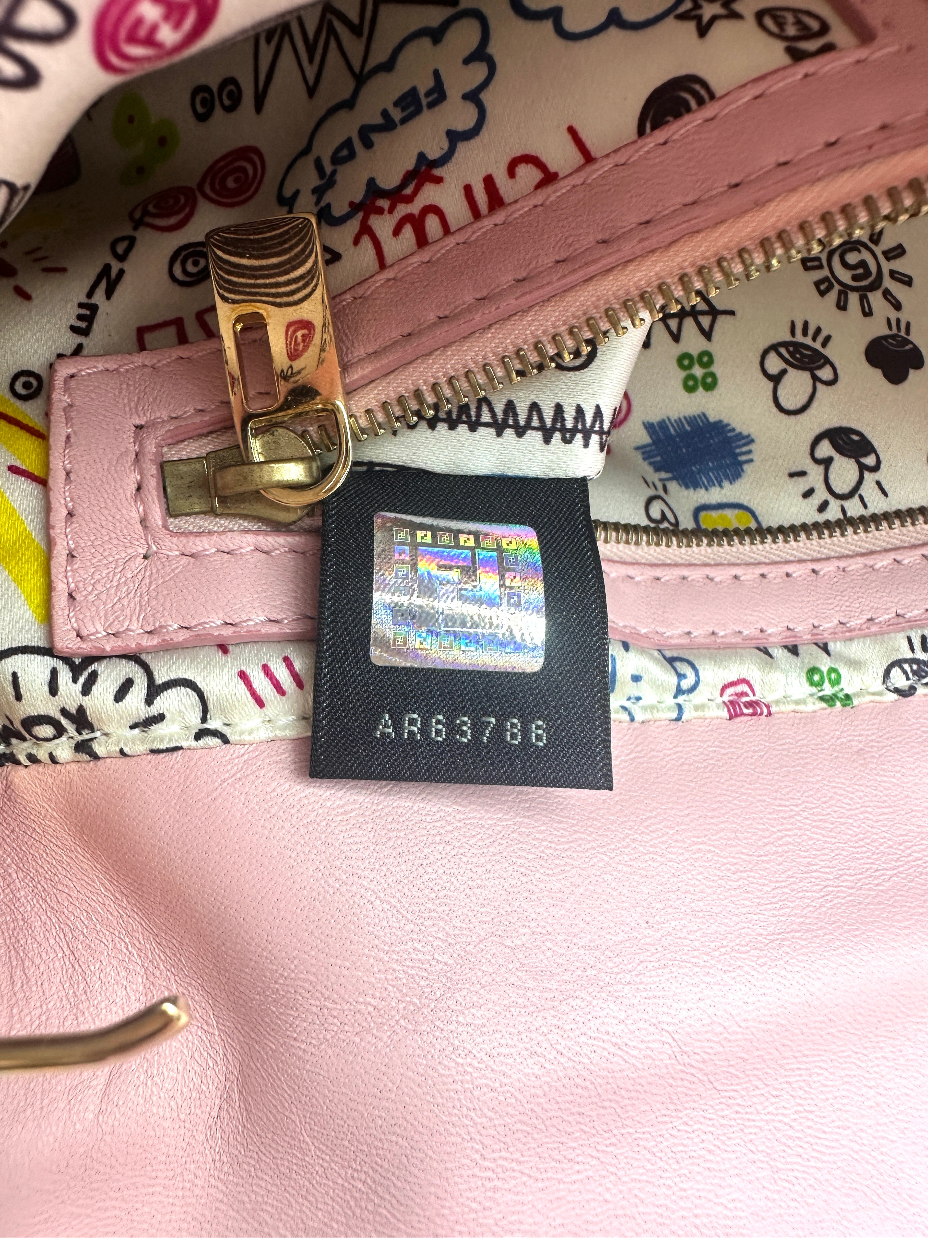 Fendi Baguette Pink Embossed Leather Shoulder Bag FF139