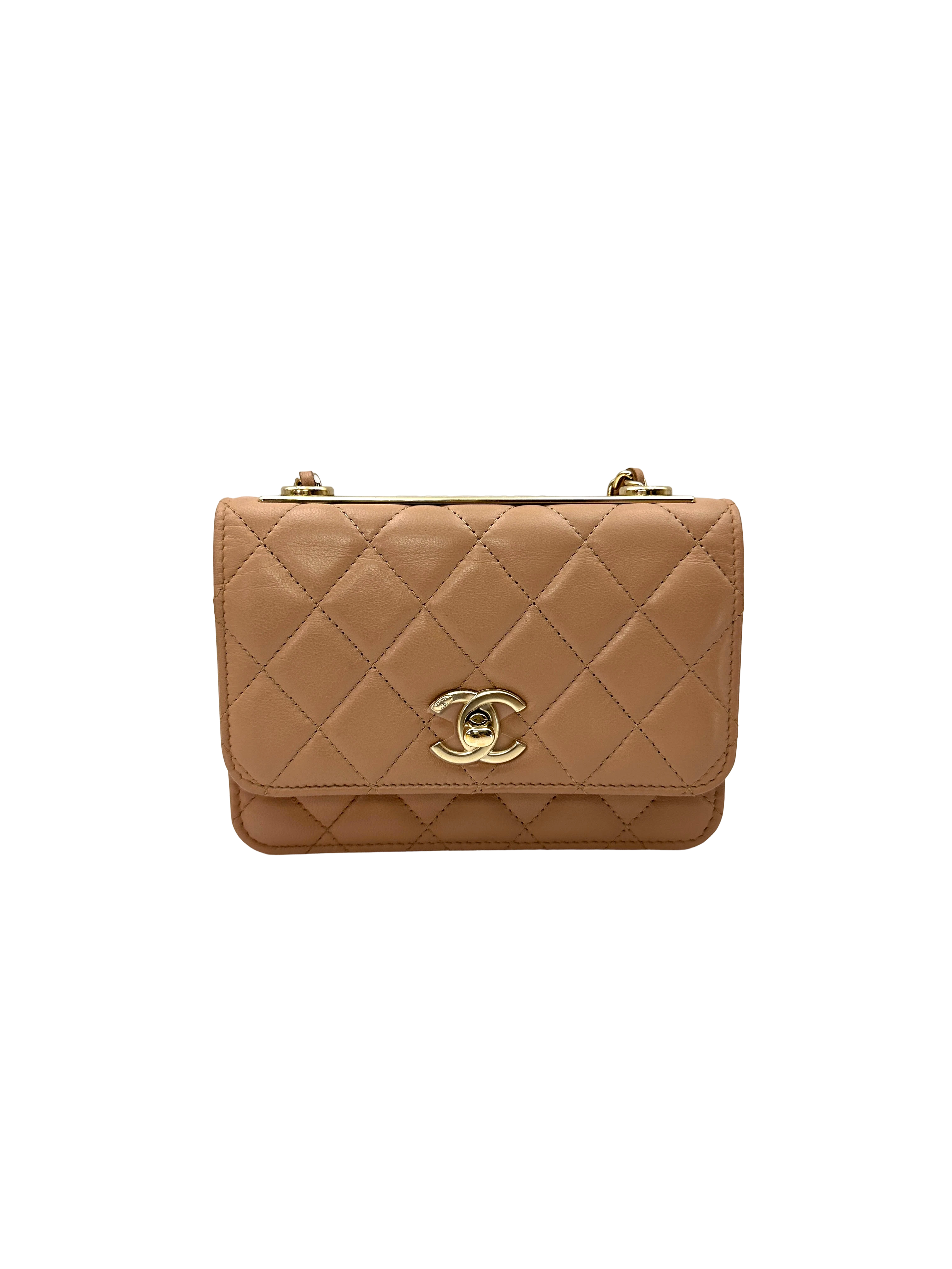 Chanel Trendy CC Beige Quilted Leather Wallet On Chain(32***03) CC2622