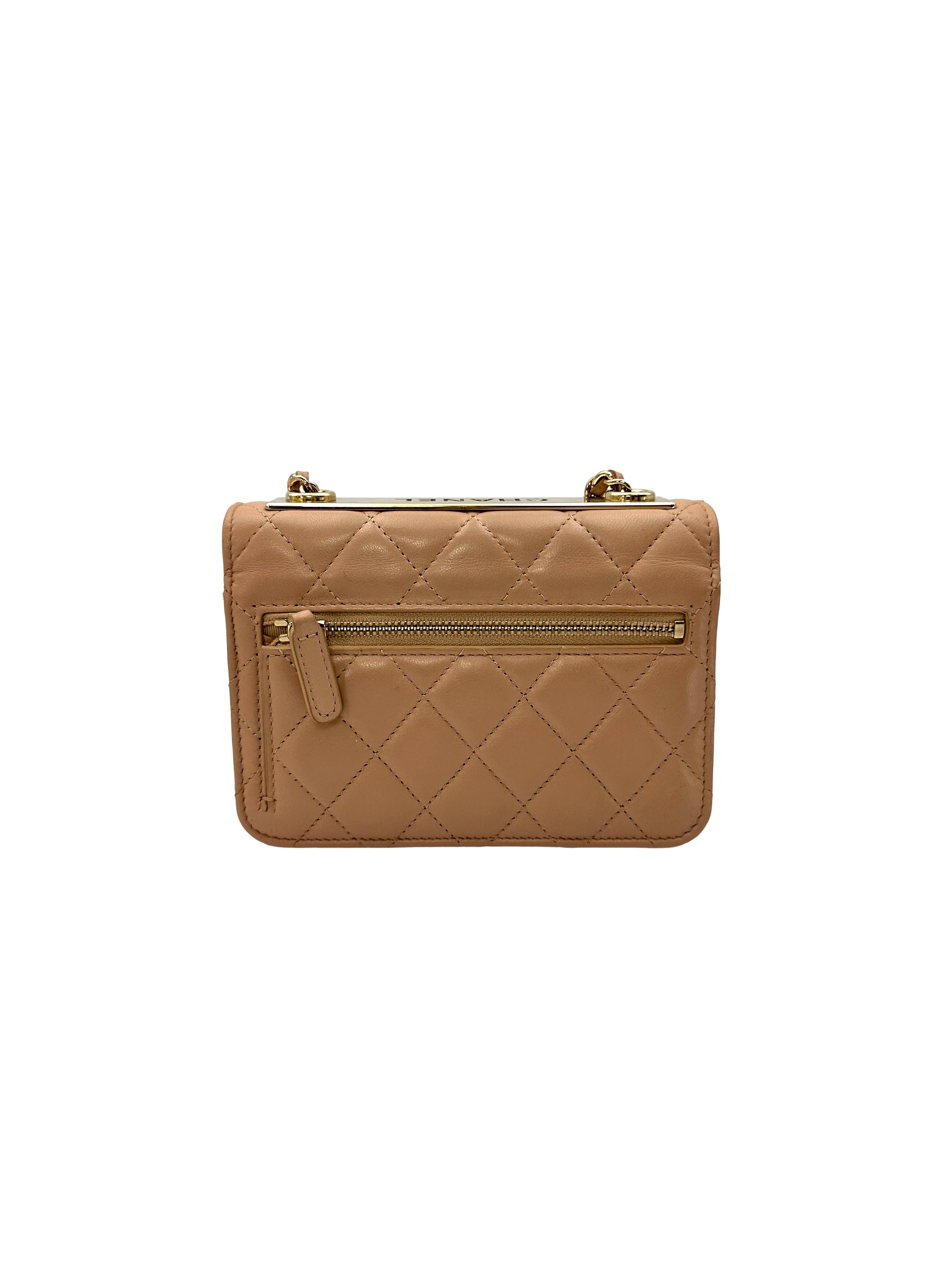 Chanel Trendy CC Beige Quilted Leather Wallet On Chain(32***03) CC2622