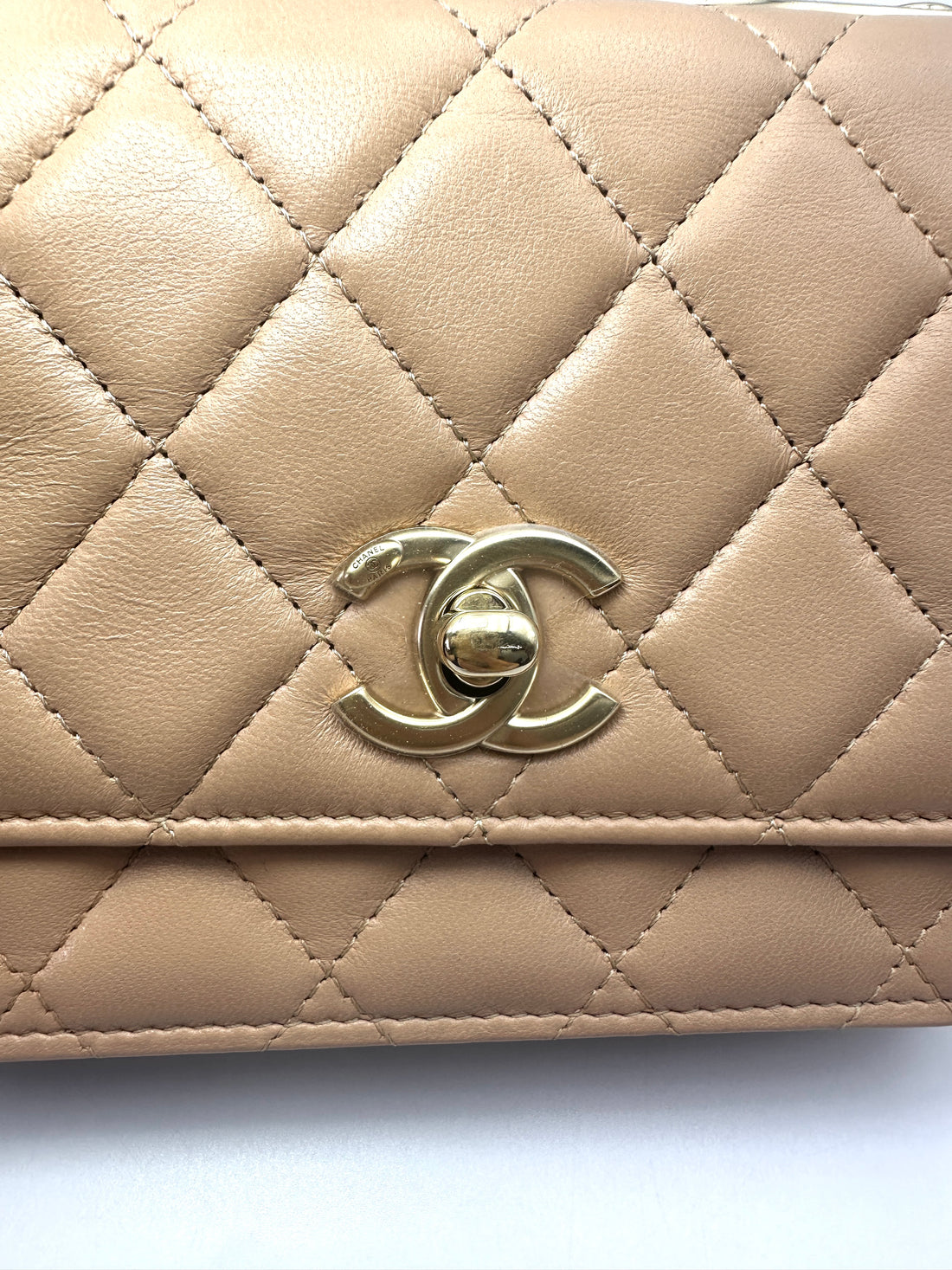 Chanel Trendy CC Beige Quilted Leather Wallet On Chain(32***03) CC2622