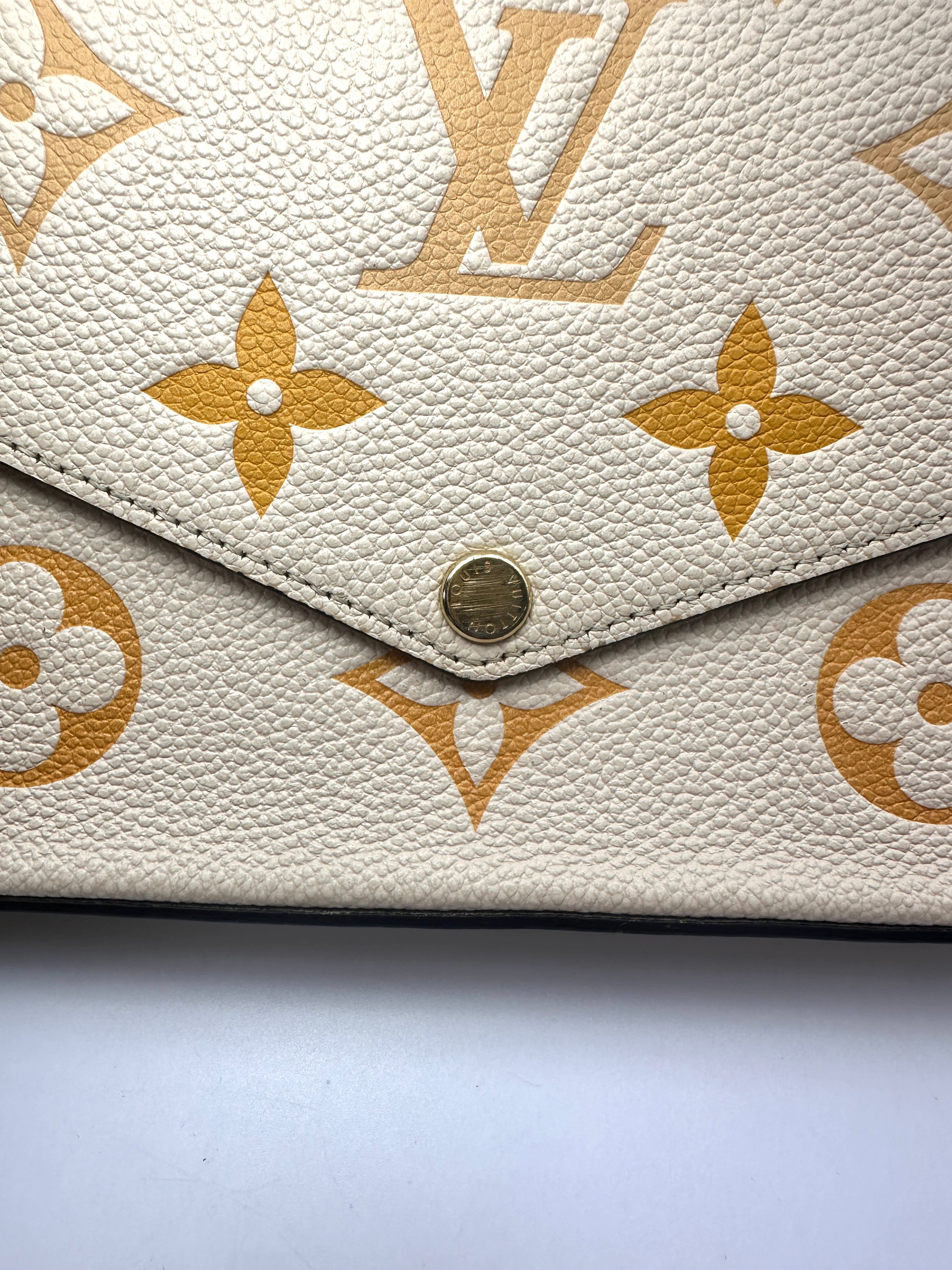 Louis Vuitton White/Yellow Bicolor Leather Pochette Felicie IRIS282