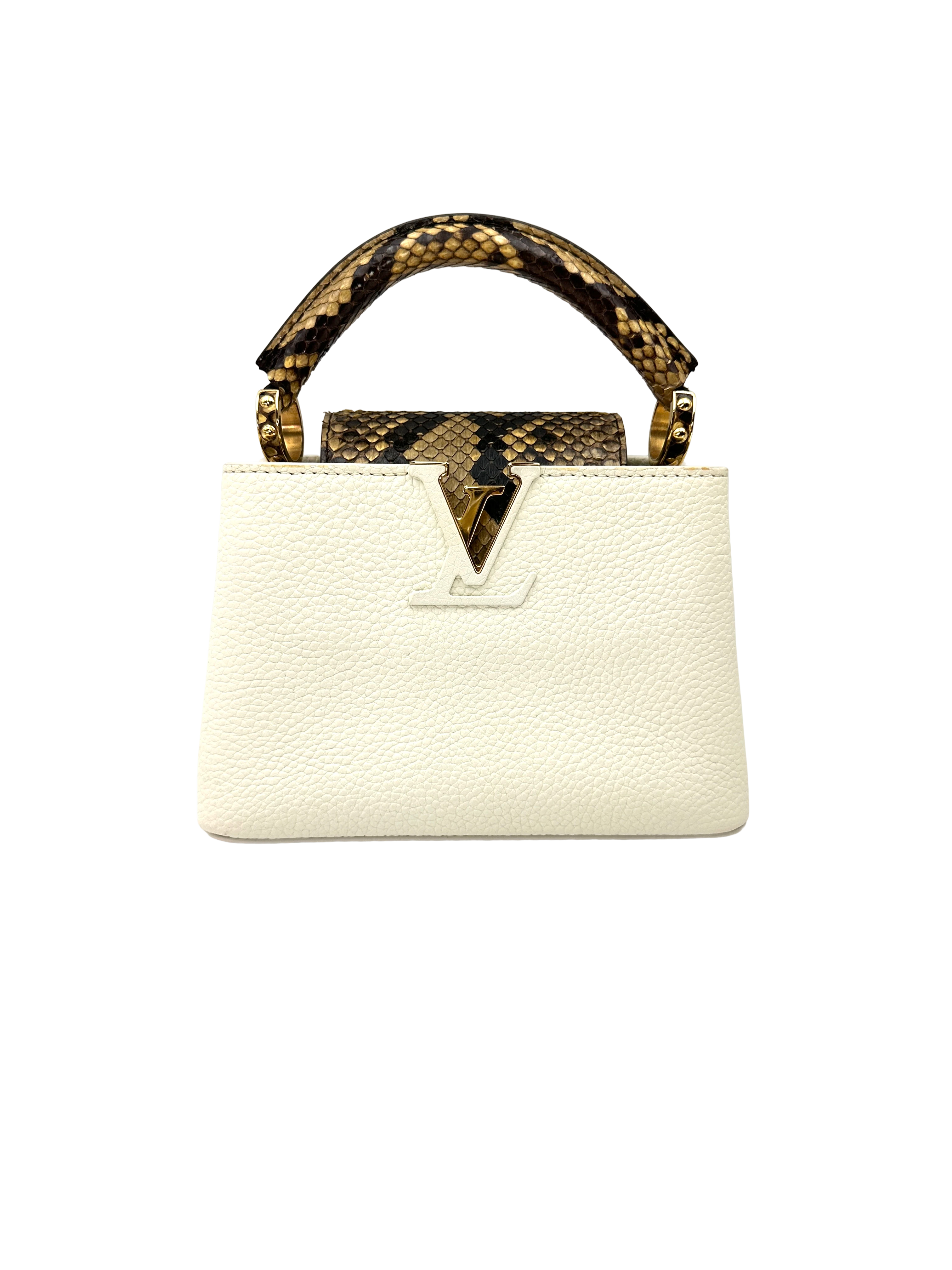 Louis Vuitton Capucines Mini White Taurillon Leather Python Handle Bag IRIS281