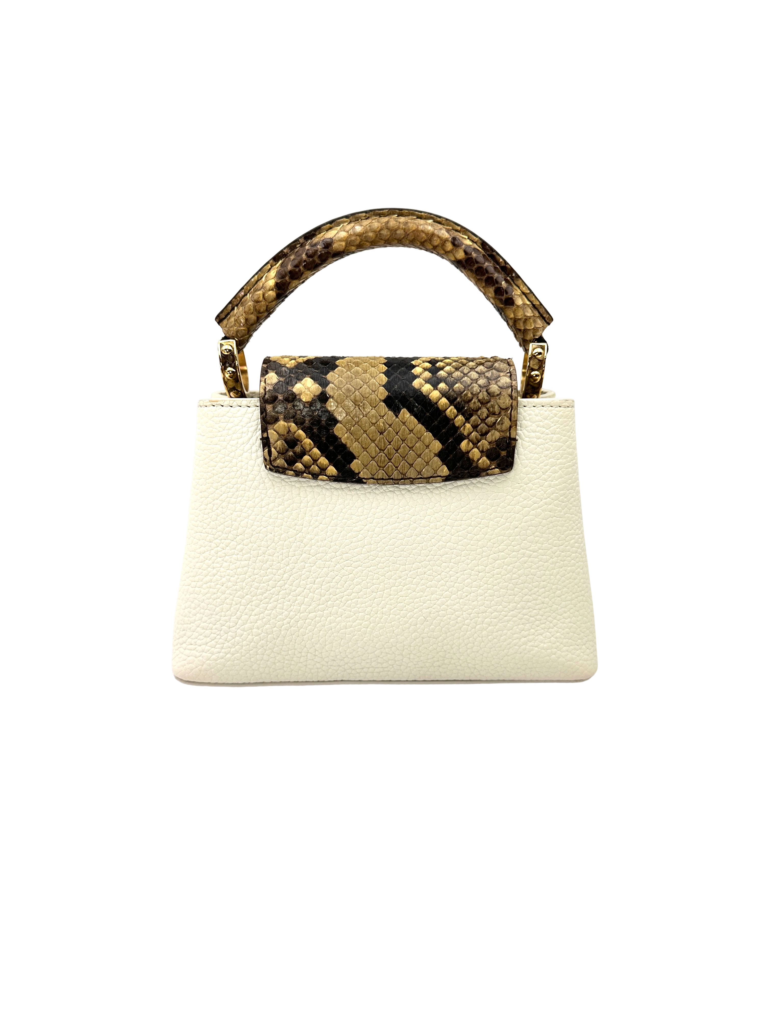 Louis Vuitton Capucines Mini White Taurillon Leather Python Handle Bag IRIS281