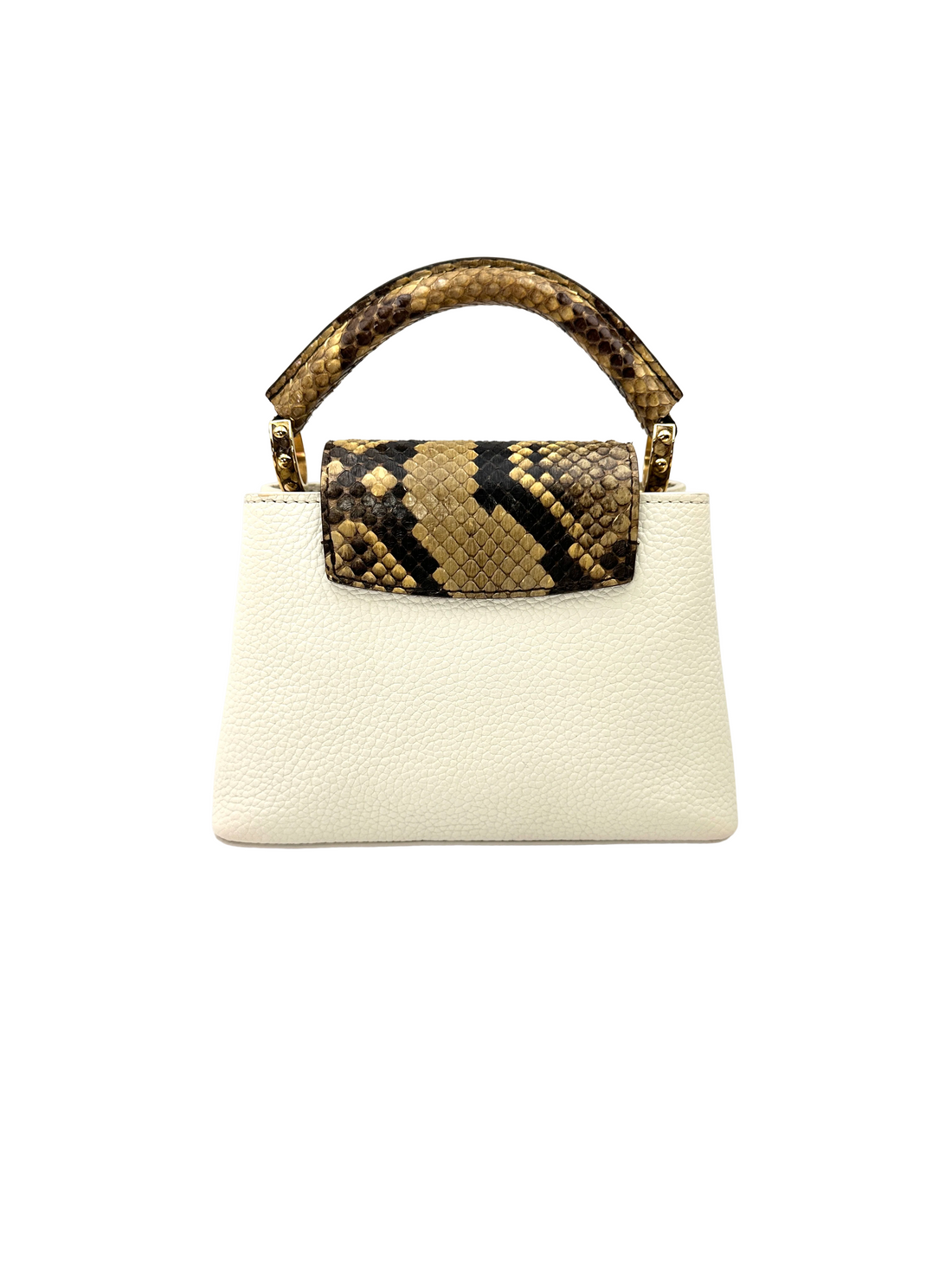 Louis Vuitton Capucines Mini White Taurillon Leather Python Handle Bag IRIS281