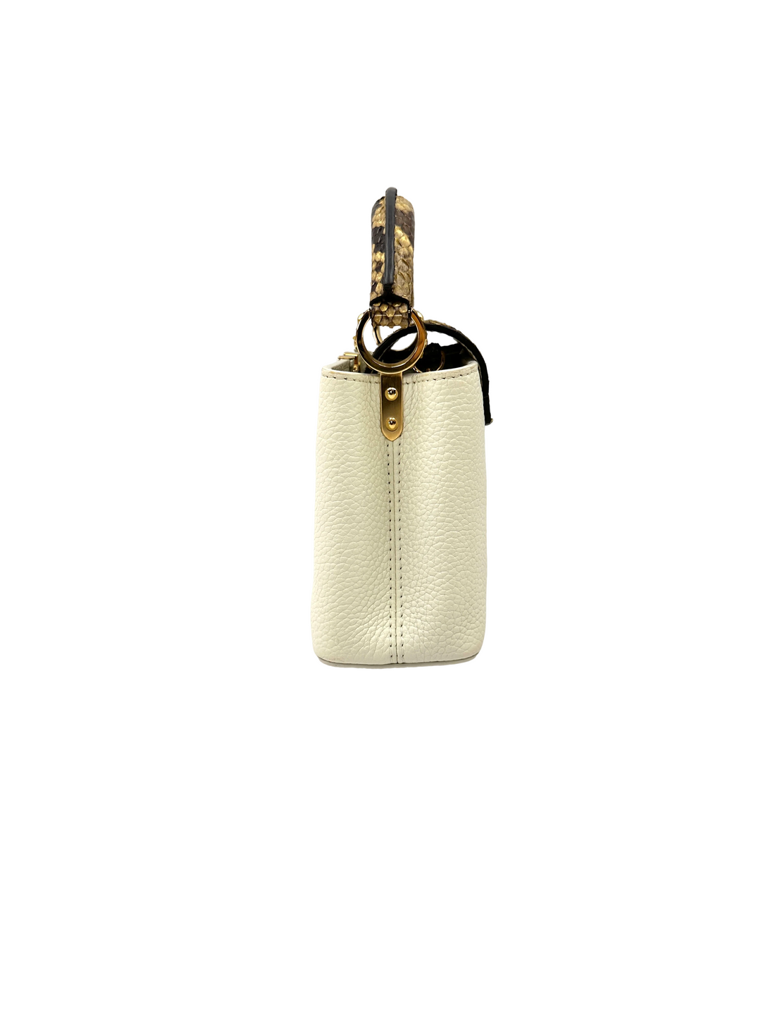 Louis Vuitton Capucines Mini White Taurillon Leather Python Handle Bag IRIS281