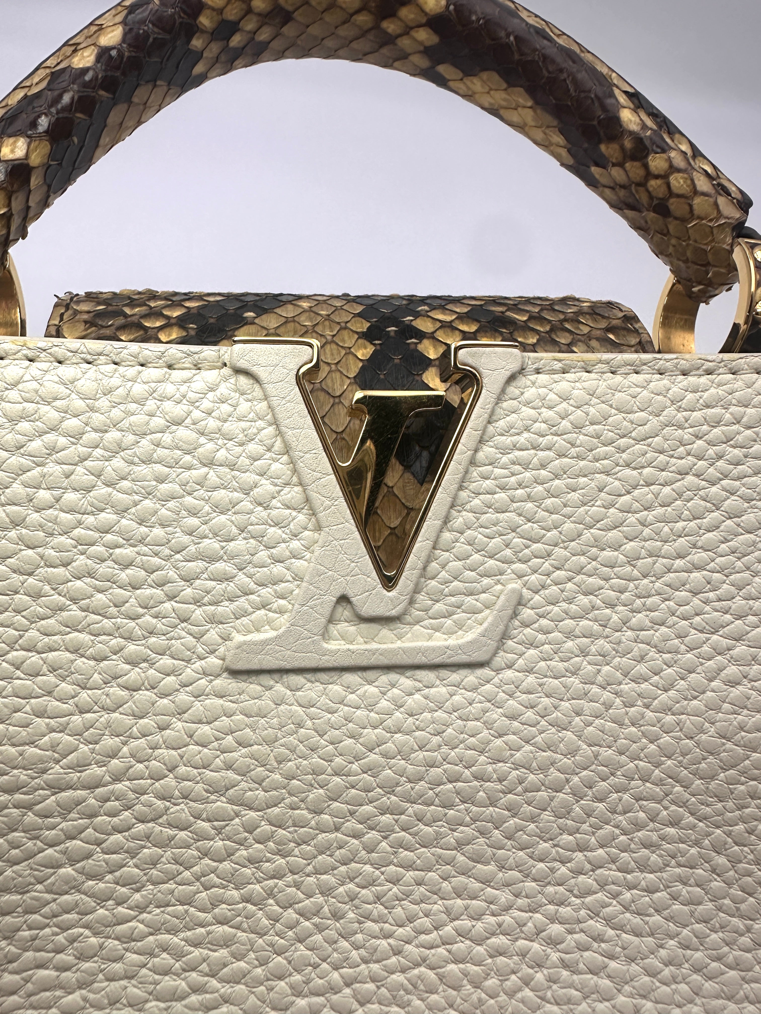 Louis Vuitton Capucines Mini White Taurillon Leather Python Handle Bag IRIS281
