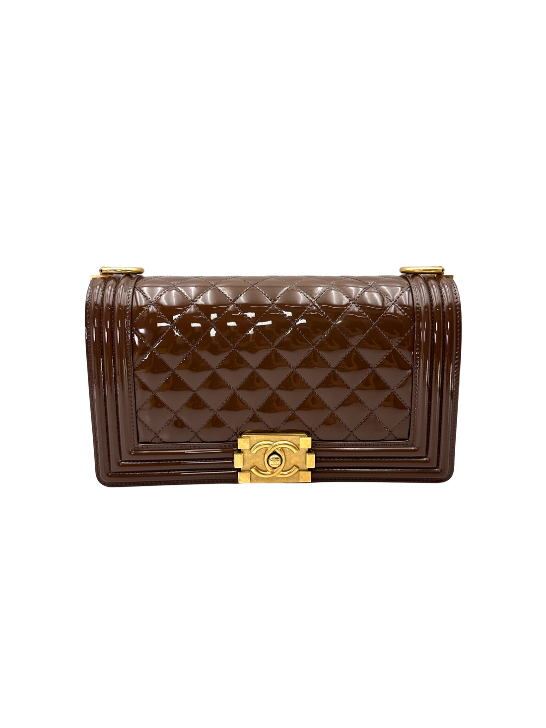 Chanel LeBoy Brown Quilted Patent Leather Flap Bag(21***05) CC2621