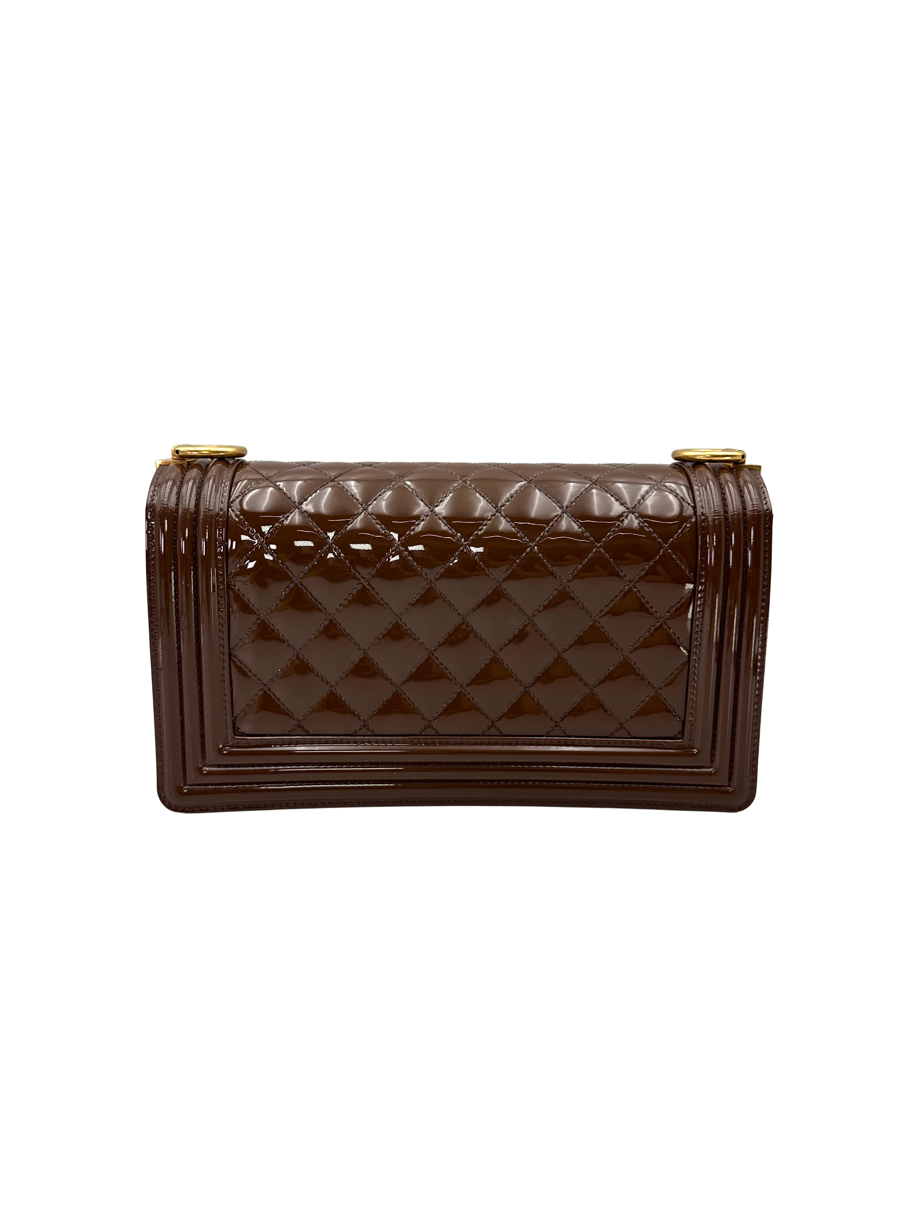 Chanel LeBoy Brown Quilted Patent Leather Flap Bag(21***05) CC2621