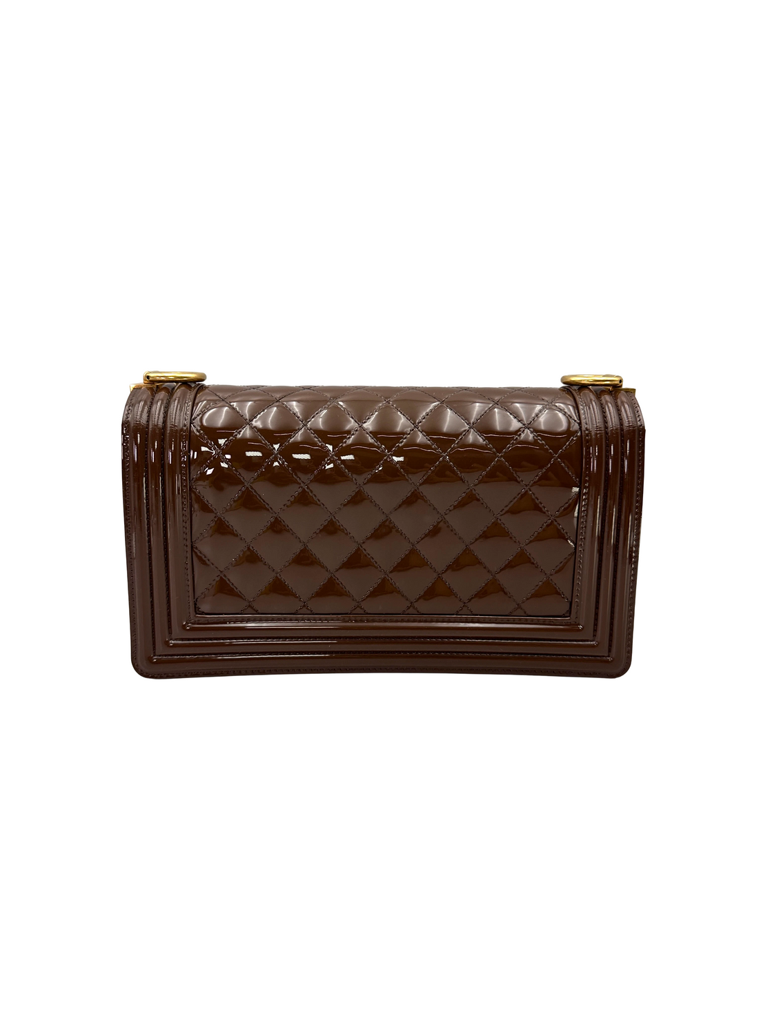 Chanel LeBoy Brown Quilted Patent Leather Flap Bag(21***05) CC2621