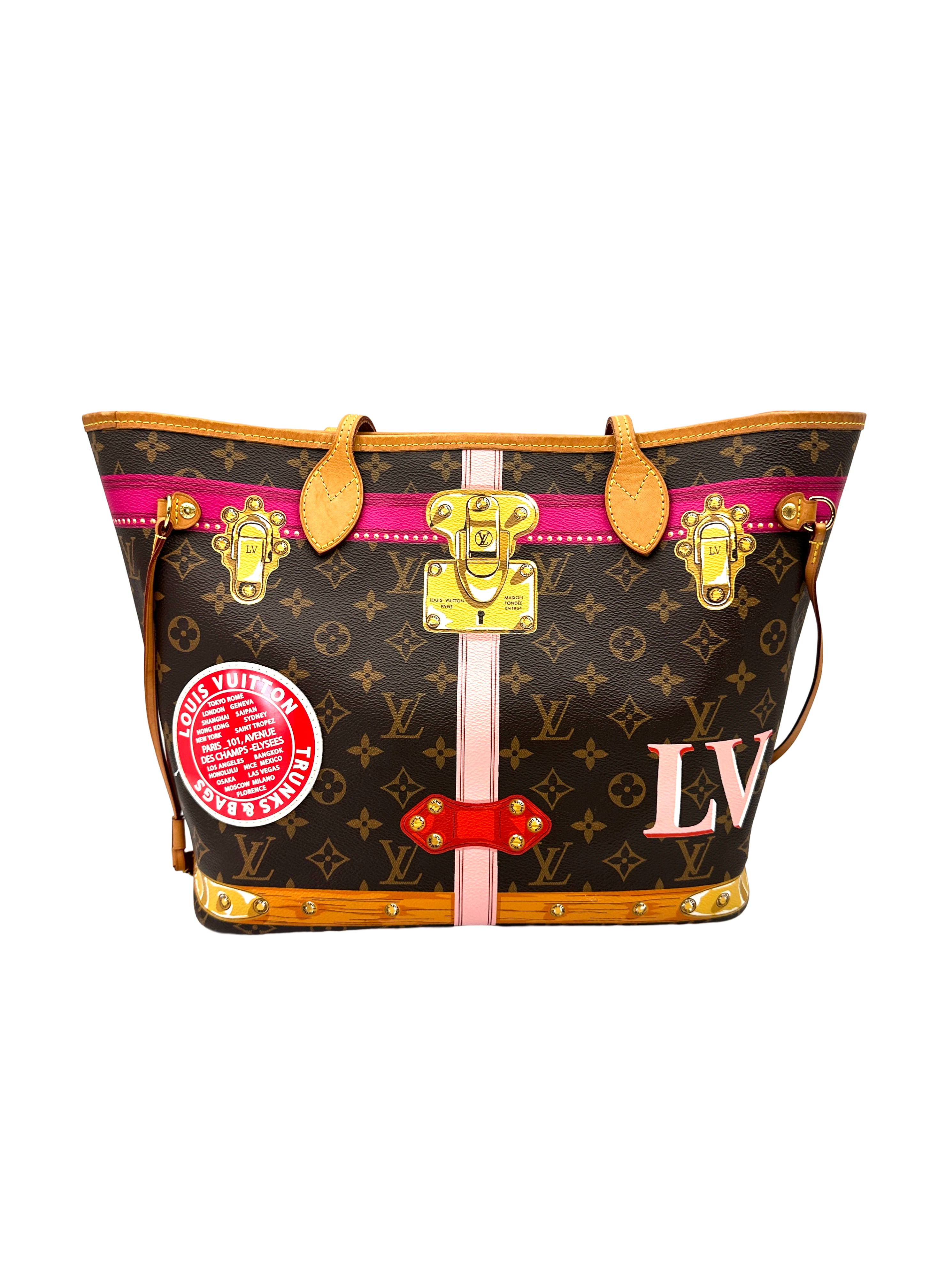 Louis Vuitton Neverfull MM Monogram Summer Trunks Handle Bag LV3402