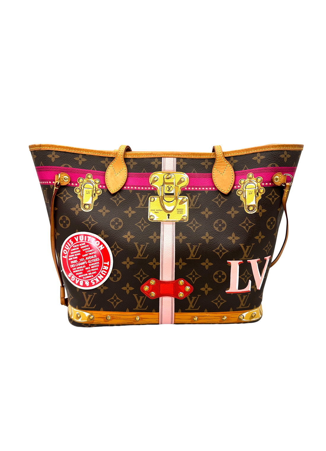 Louis Vuitton Neverfull MM Monogram Summer Trunks Handle Bag LV3402