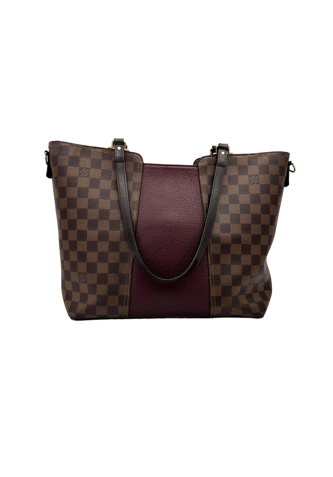 Louis Vuitton Jersey Damier Ebene & Red Leather Handle Bag LV3403
